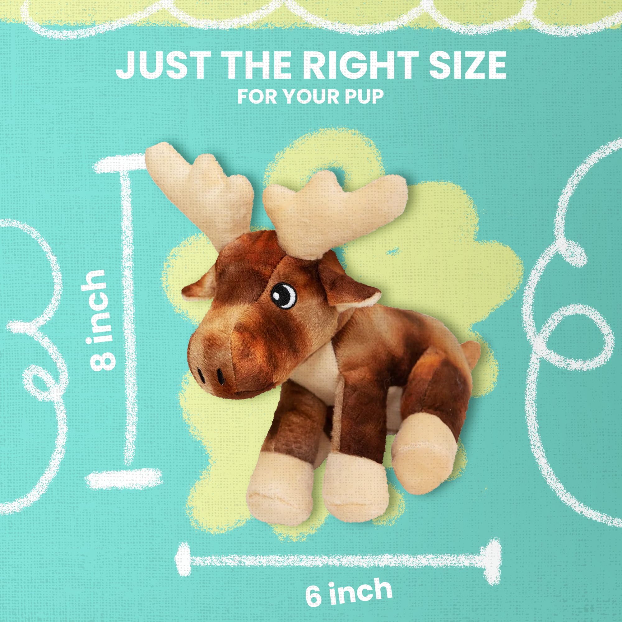 SnugArooz Marty The Moose - Eco Friendly Soft Plush Toy with Squeakers Crinkle & Repair Patch for Long-Lasting Fun - Ideal for S