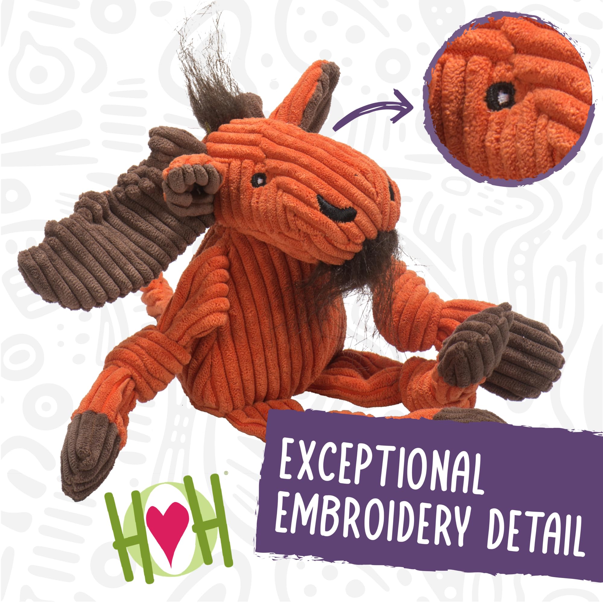 Hugglehounds Knotties Plush Dog Toy- Squeaky Interactive Puppy Toys- Soft Yet Tough, Reinforced, Durable Stuffed Pet Plush Toy F