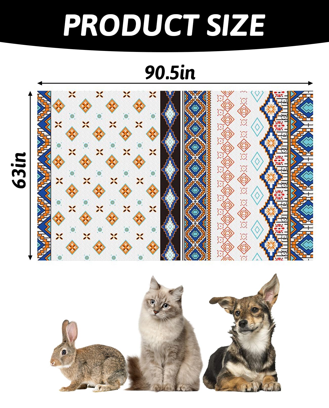 BNOSDM 91'' X 63'' Extra Large Bunny Cage Liner Washable Guinea Pig Mat Large Animals Mats Animal Pads for Floor Indoor Rabbit C