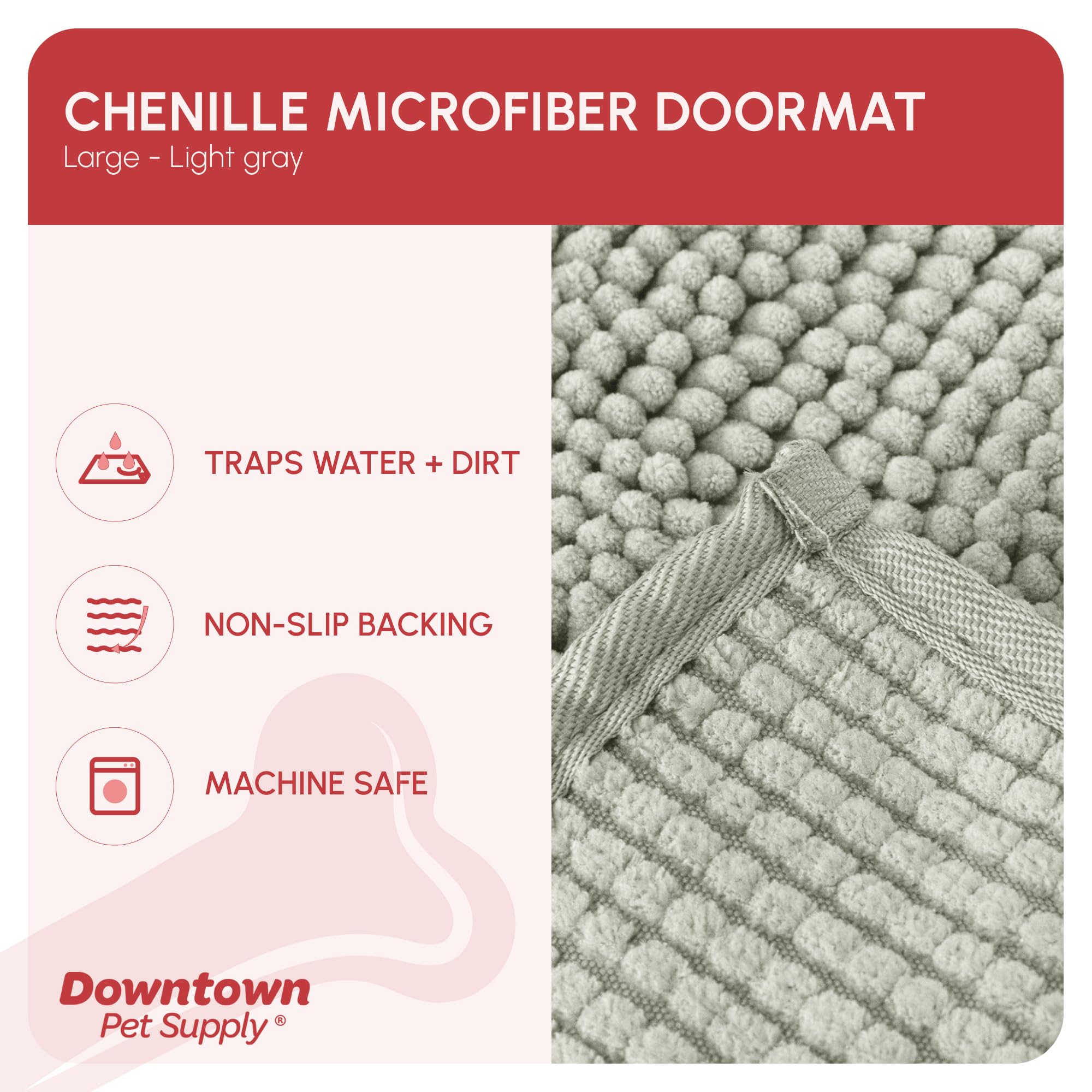 My Doggy Place Microfiber Dog Mat for Muddy Paws, 36 x 26 Light Grey - Absorbent and Quick-Drying Dog Paw Cleaning Mat, Washer a