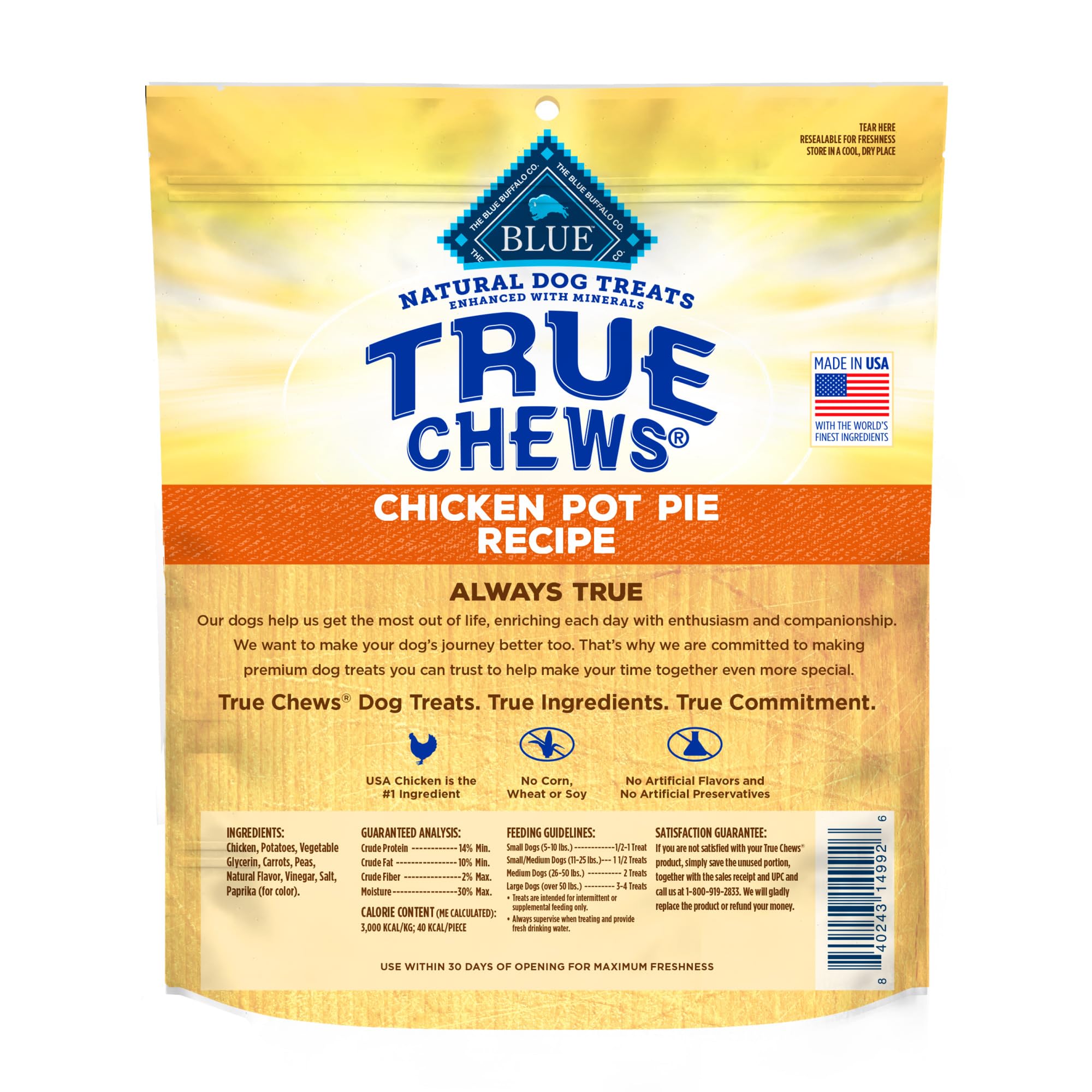 Blue Buffalo True Chews Dog Treats Made in the USA with Natural Ingredients Chicken Pot Pie