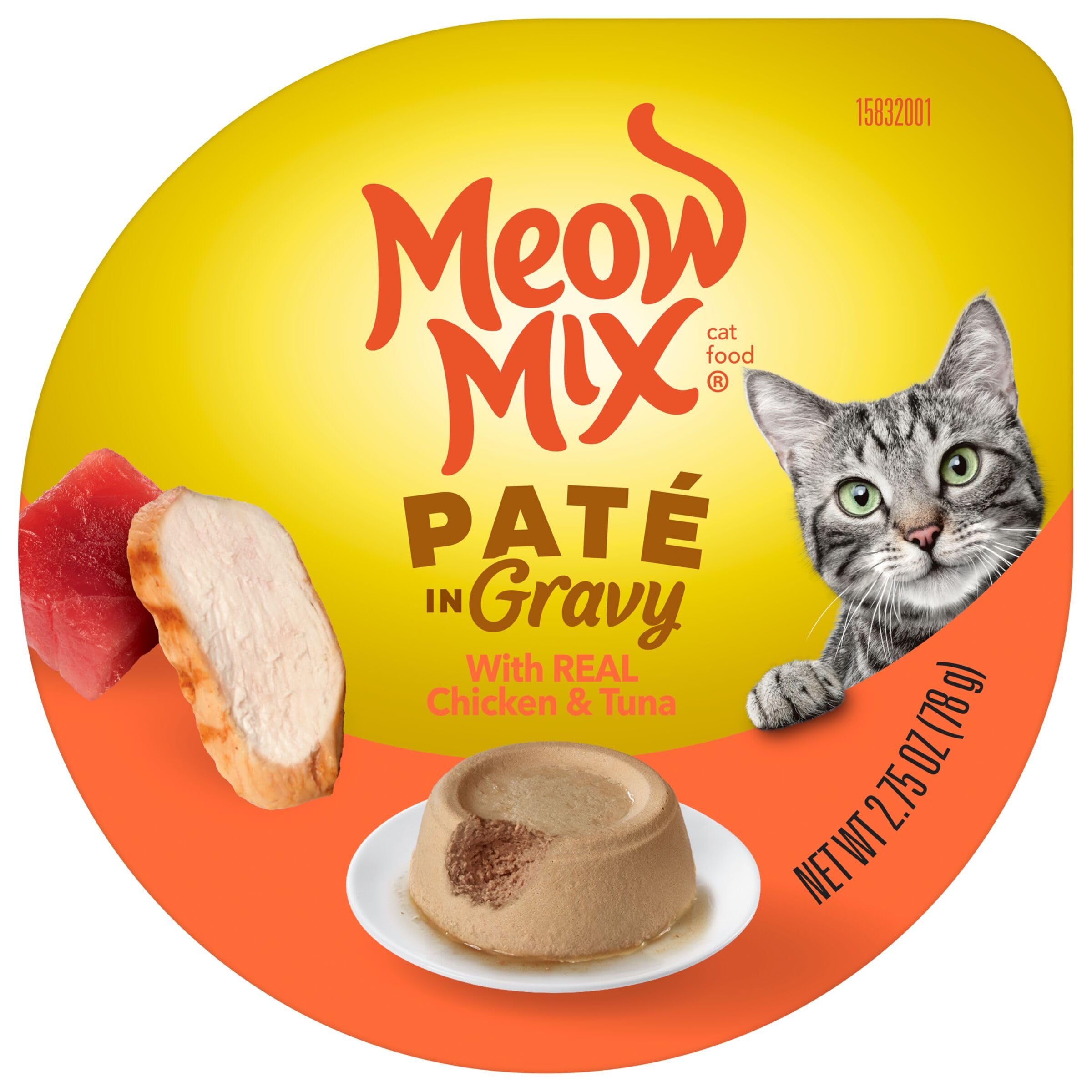 Meow Mix Wet Cat Food Pate in Gravy with Real Chicken & Tuna, 2.75 Ounce (Pack of 12)