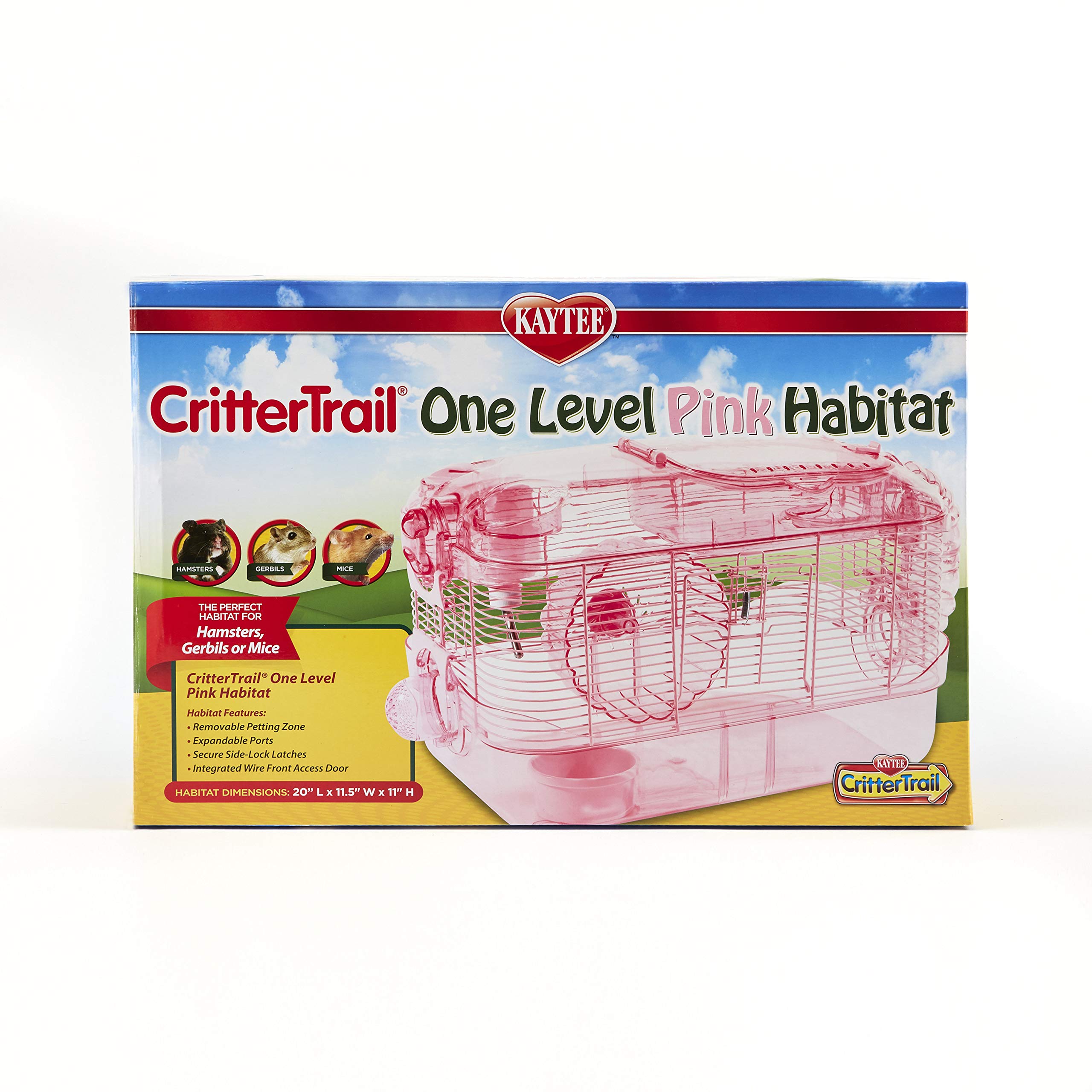 Kaytee CritterTrail Pink Habitat for Mice, Hamsters & Gerbils - 20"L x 11.5"W x 11"H, Durable Plastic, Model 100079209