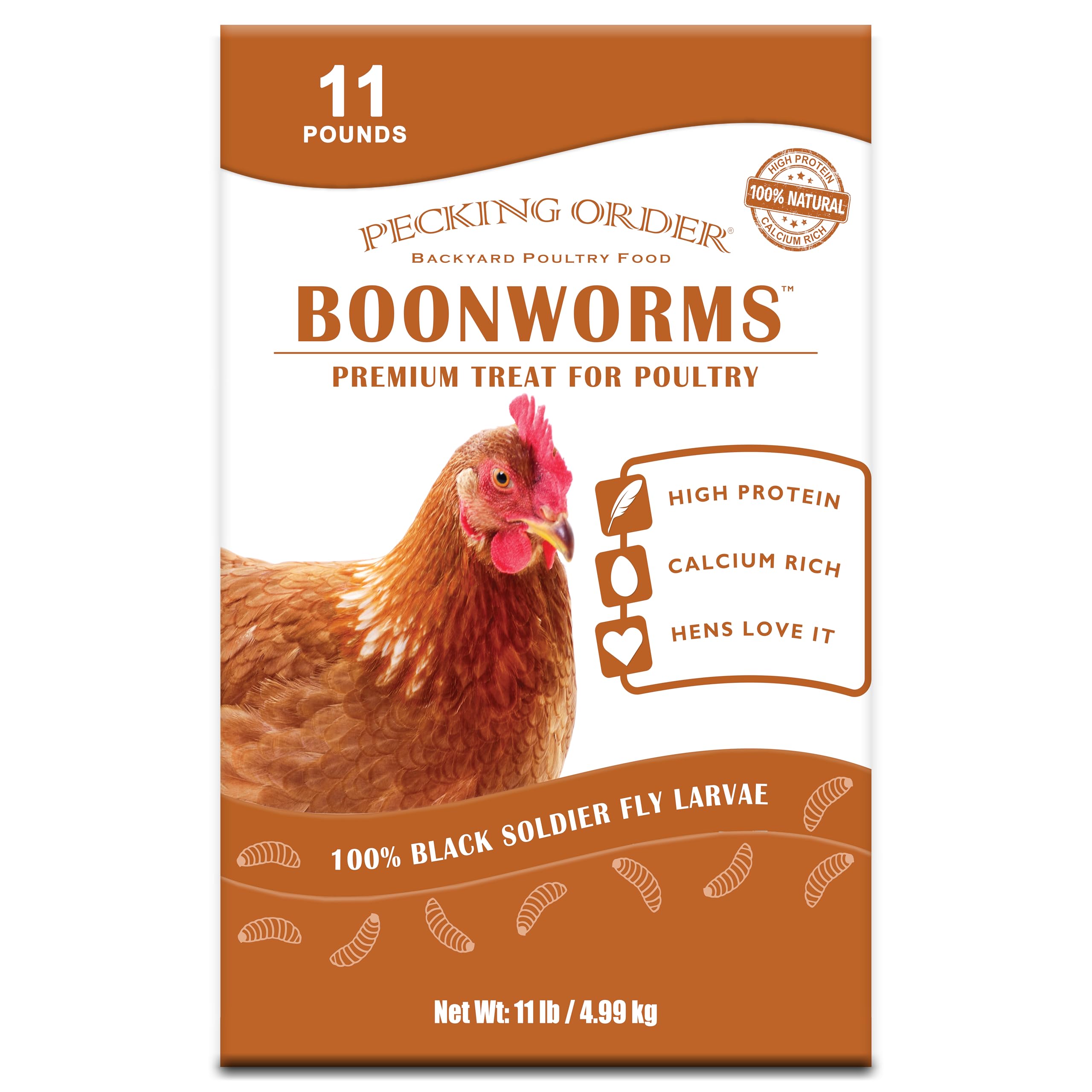 Boonworms Treat for Chickens are Protein and Calcium Rich Black Soldier Fly Larvae to Support Laying Hens (11 LB)
