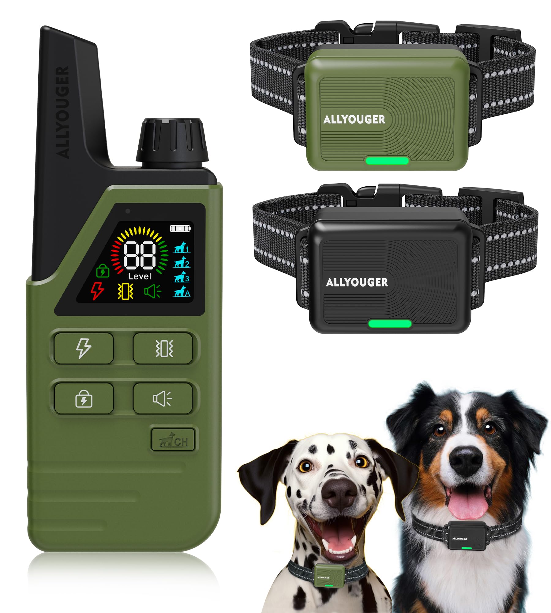 Dog Shock Collar 2 Dogs (5-120Lbs) - 4500Ft Dog Training Collar With 3 Training Modes, Security Lock,Reflective Nylon Colar,Ip67