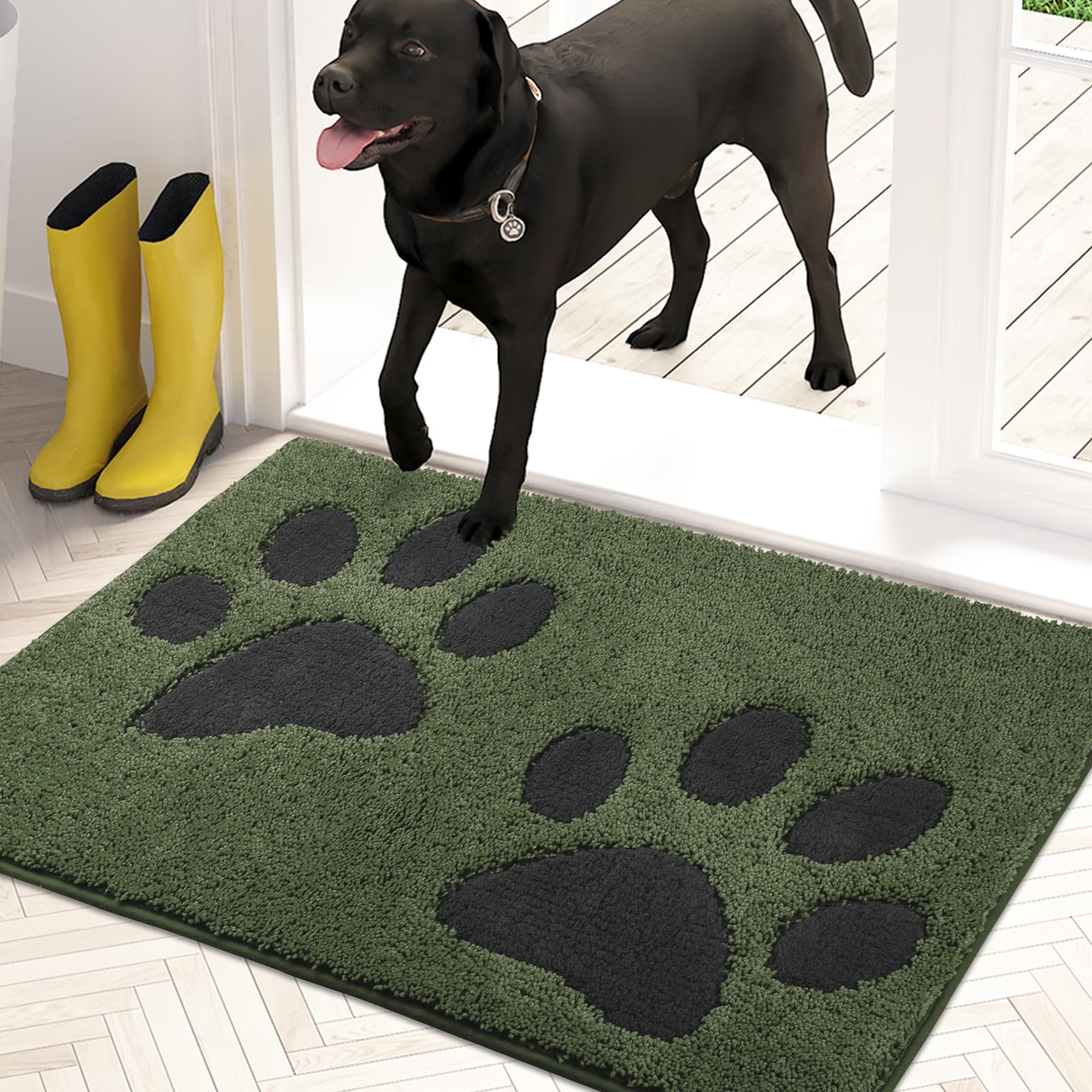 Purrugs Dirt Trapper Door Mat 20'' X 31.5'', Non-Skid/Slip Machine Washable Microfiber Entryway Rug, Dog Doormat, Super Absorben