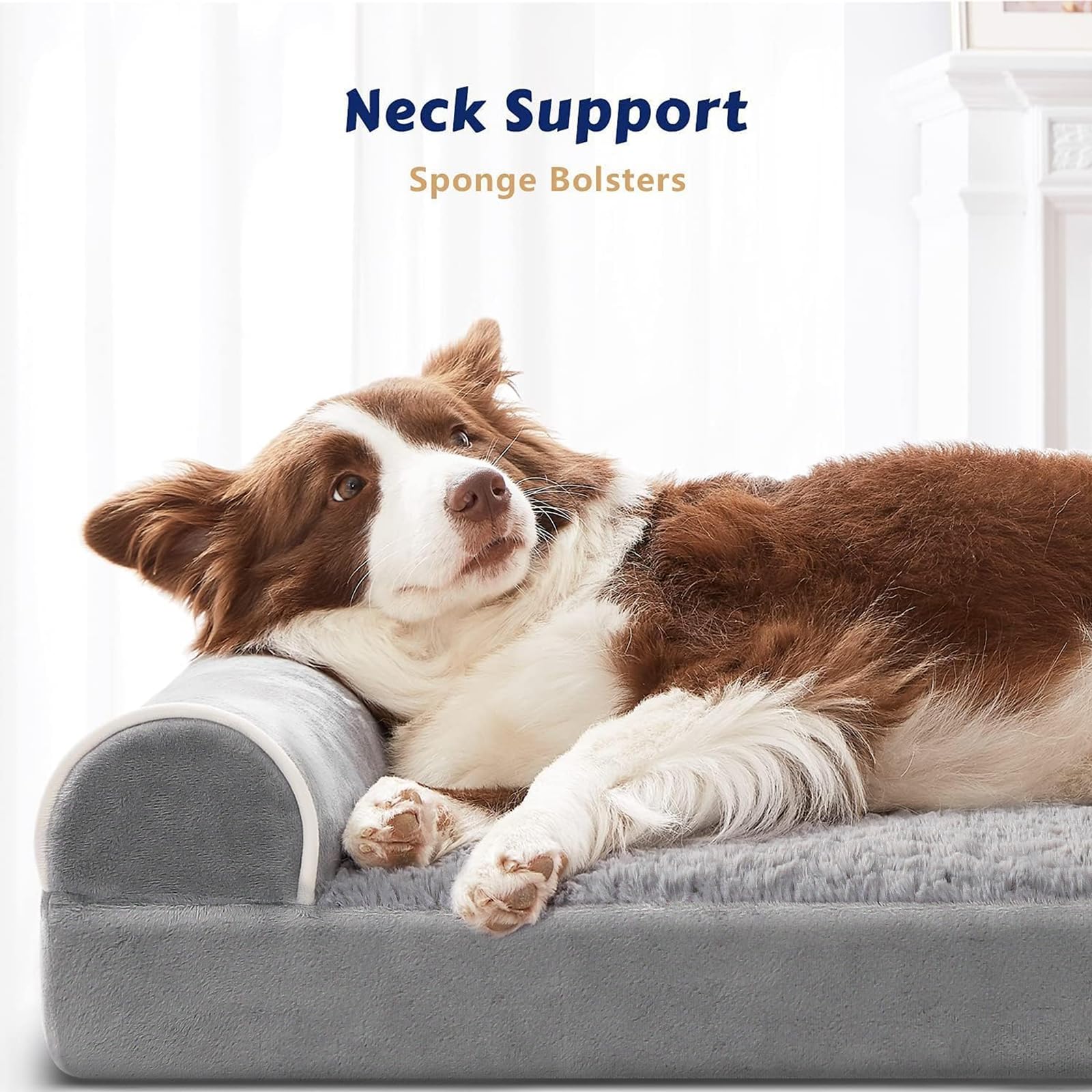 Western Home Orthopedic Dog Beds Large Sized Dog, Pet Sofa Bed With Removable Washable Cover, Egg Foam Support, Bolster Cushion For Comfortable Sleep, Waterproof Lining And Non-Slip Bottom