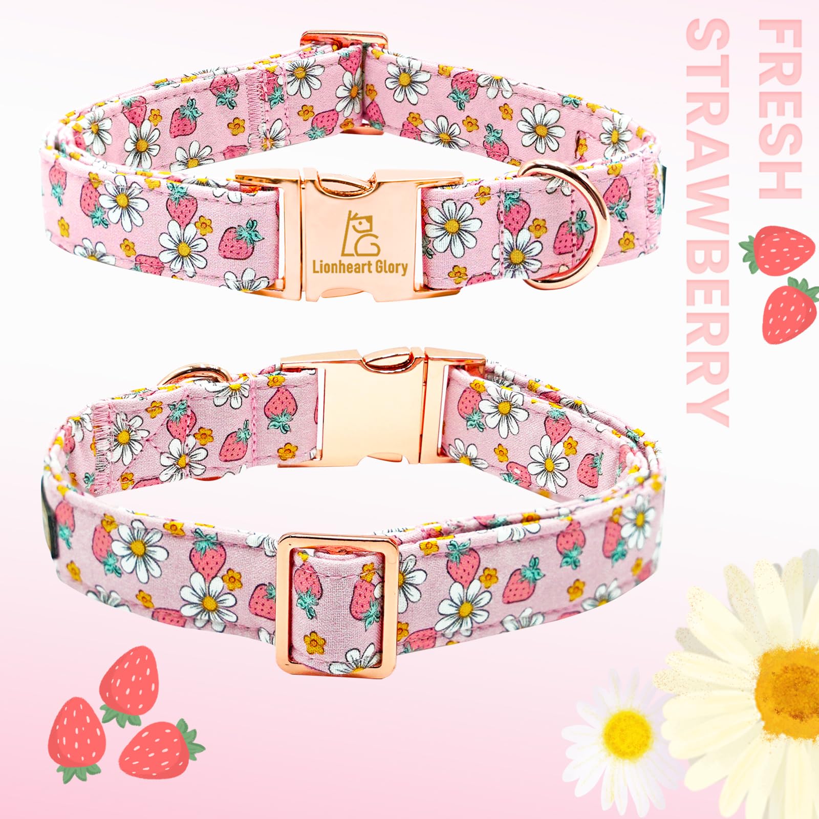 Lionheart Glory Dog Collar Pink Dogs Collar Spring Summer Cute Collars Dog Female Soft Durable Adjustable Dog Collars For Large