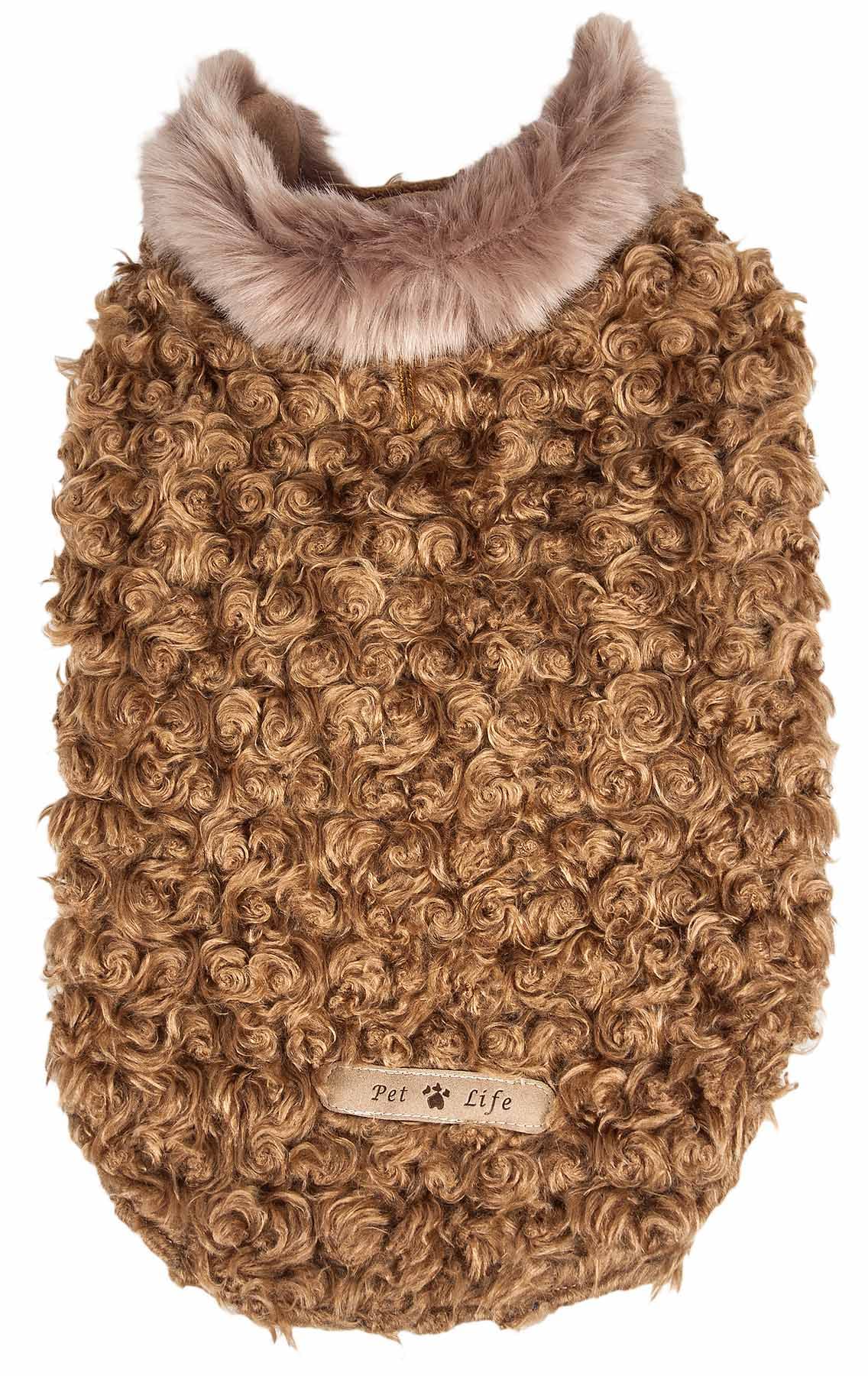Pet Life  Luxe Furpaw Shaggy Elegant Designer Fur Dog Coat - Dog Jacket with Hook-and-Loop Belly enclosures - Winter Dog Coats