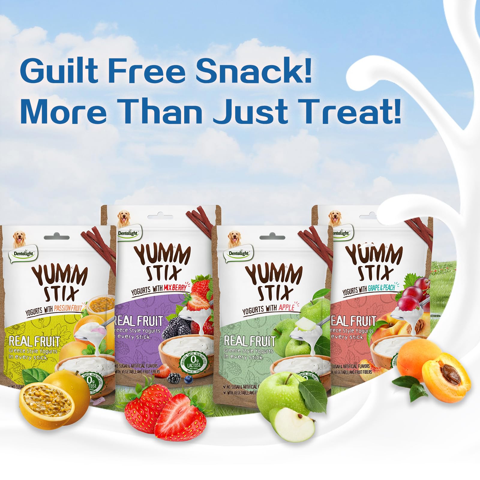 Dentalight - Yumm Stix Tuna Yogurts Stick Dog Treat Training Snack (70g, Grape&Peach)