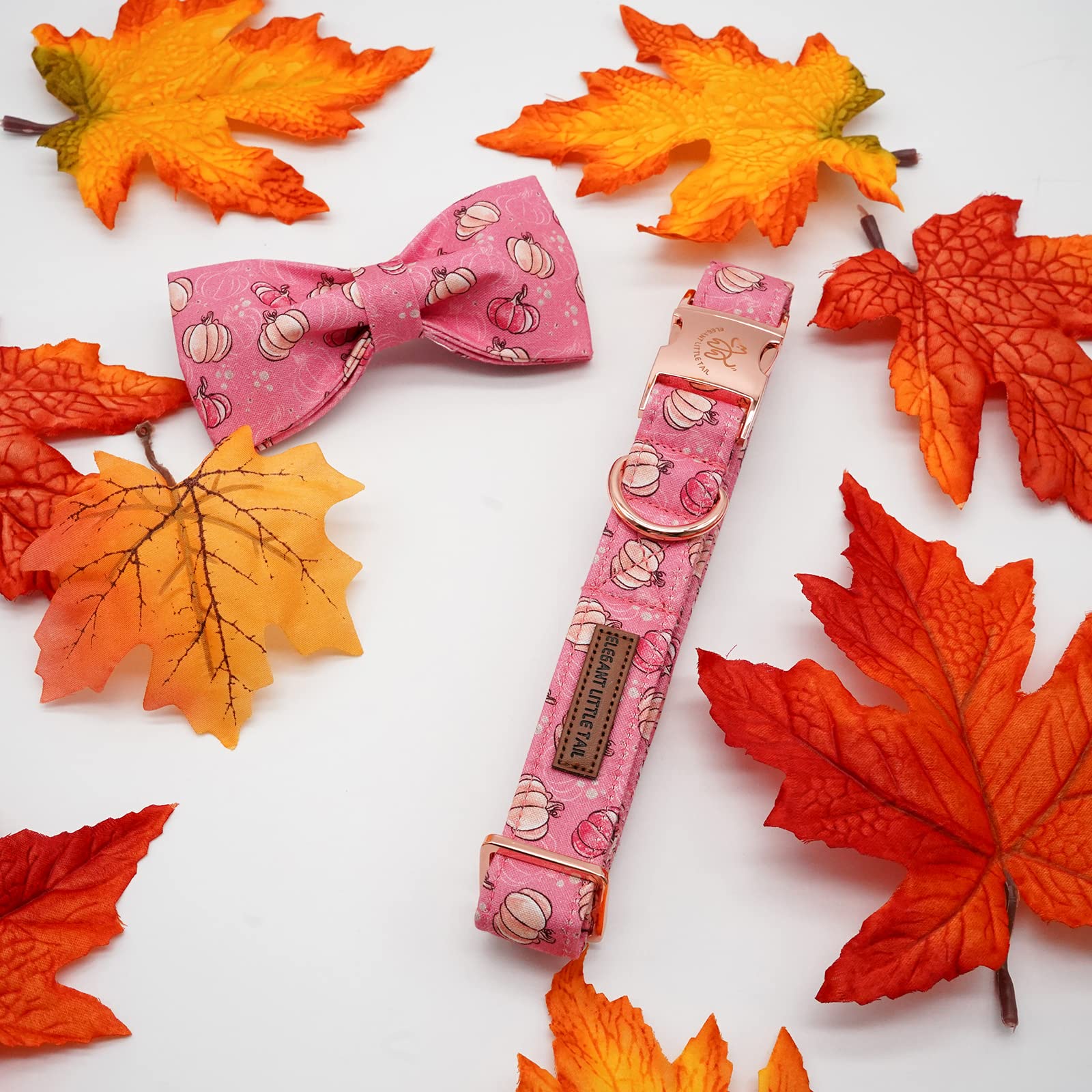 Elegant Little Tail Dog Collar With Bow, Halloween Pumpkin Bowtie Dog Collar, Adjustable Dog Collar Bow Pet Gift Collars For Small Medium Large Dogs