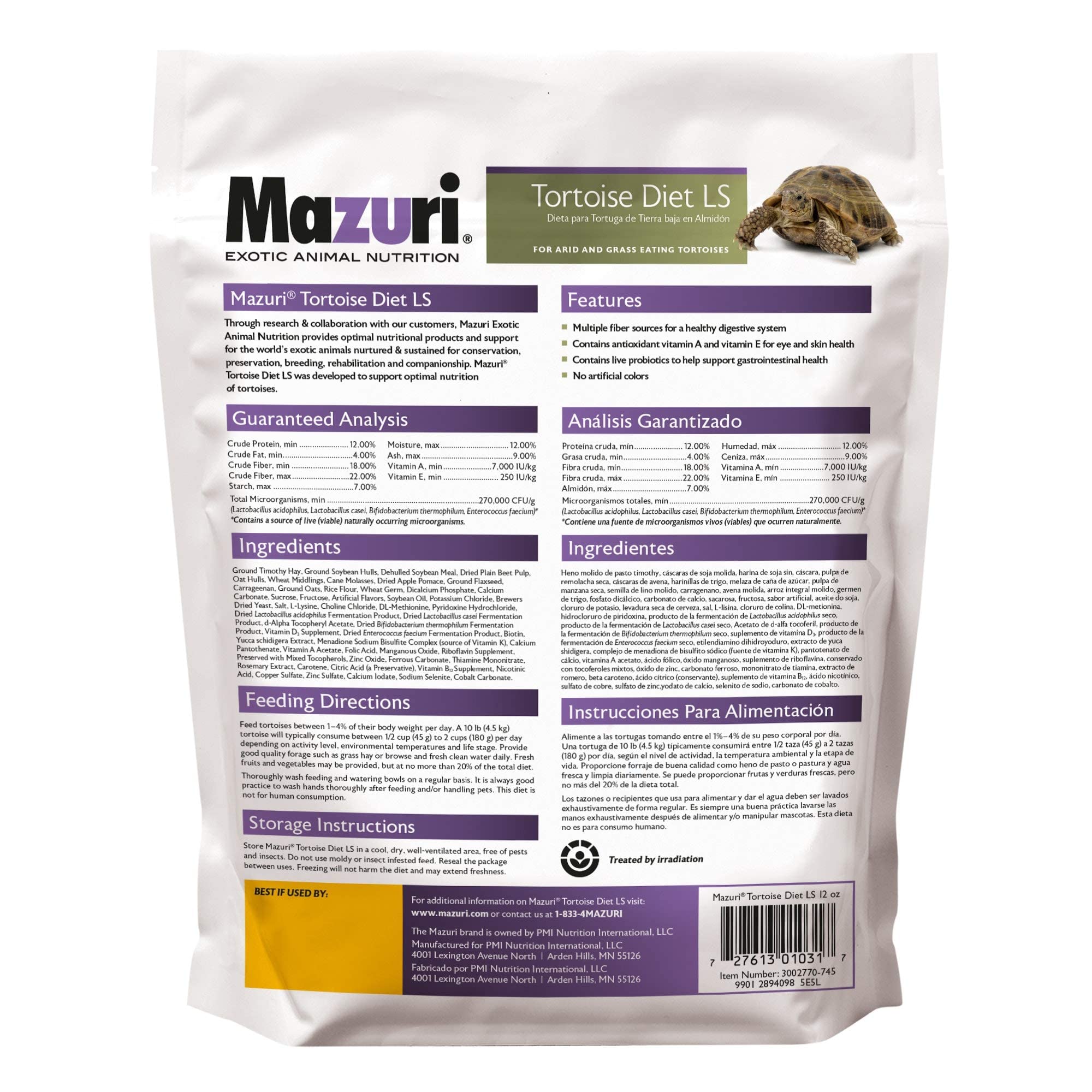 Mazuri | Tortoise LS Diet for African Spurred/Sulcata, Desert, Egyptian, Galapagos, Gopher, Greek, Leopard, Pancake, Radiated or