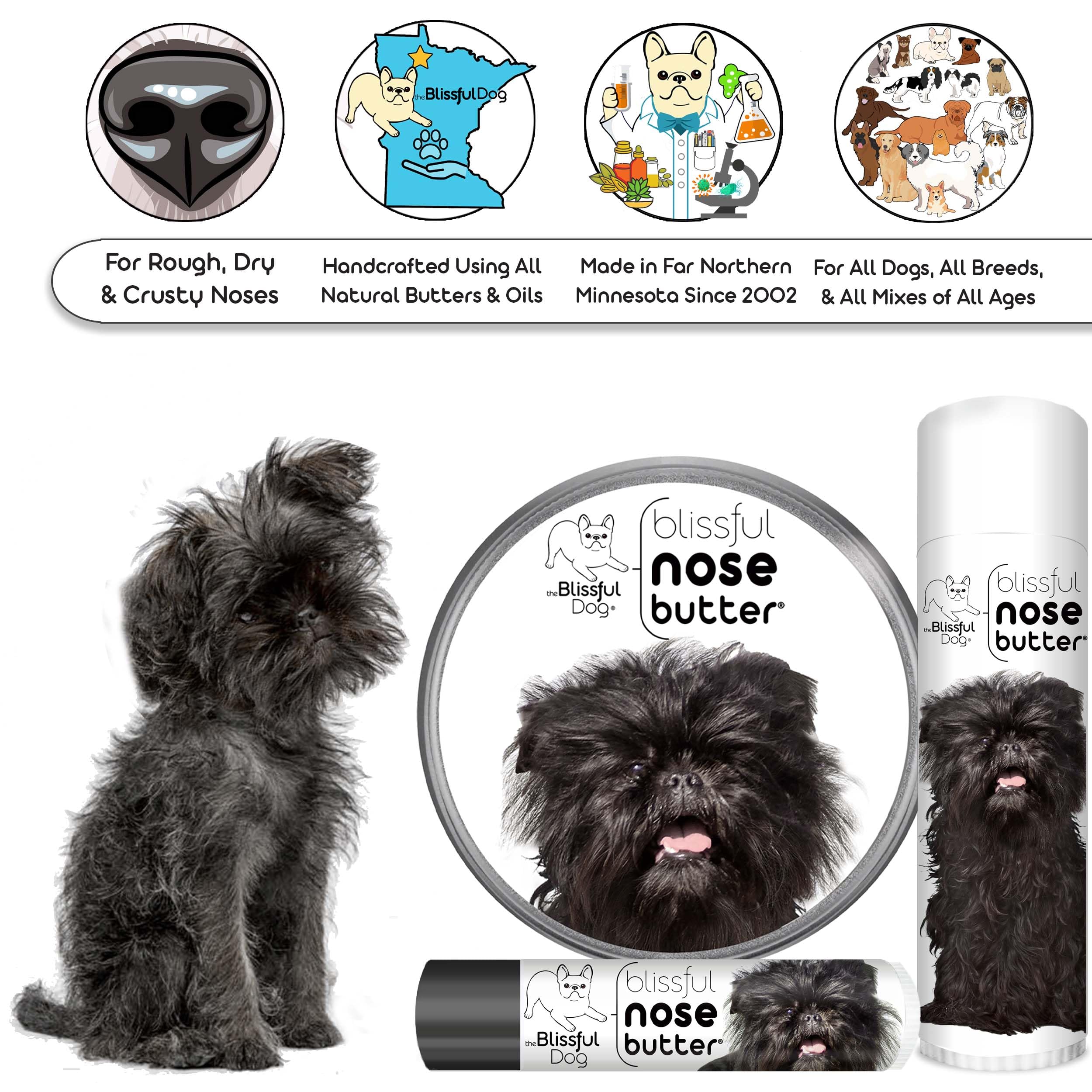 The Blissful Dog Affenpinscher Unscented Nose Butter - Dog Nose Butter, 0.15 Ounce