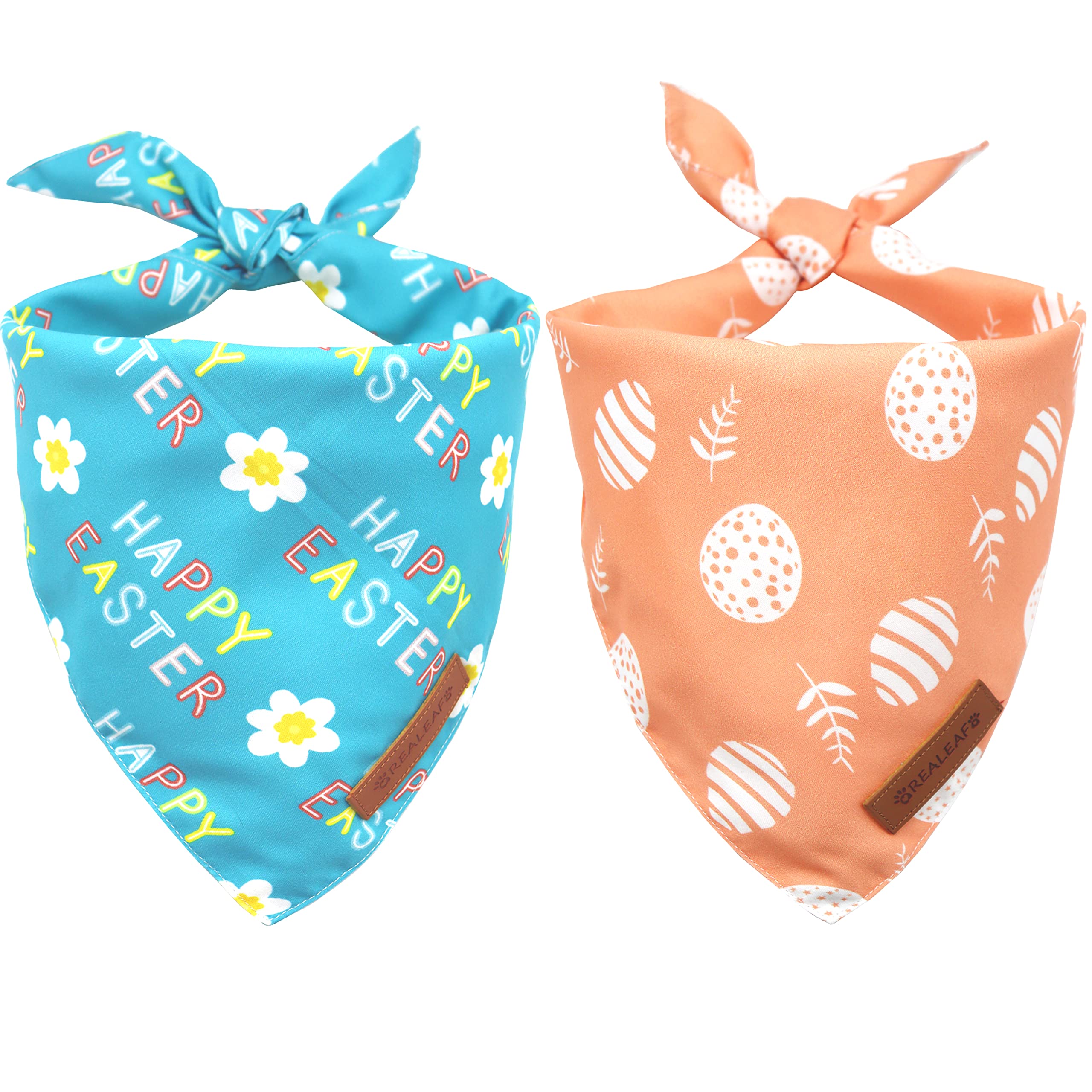 Realeaf Happy Easter Dog Bandanas 2 Pack, Reversible Pet Scarf For Boy And Girl, Premium Durable Fabric, Holiday Bandana For Small Medium Large And Extra Large Dogs (X-Large)