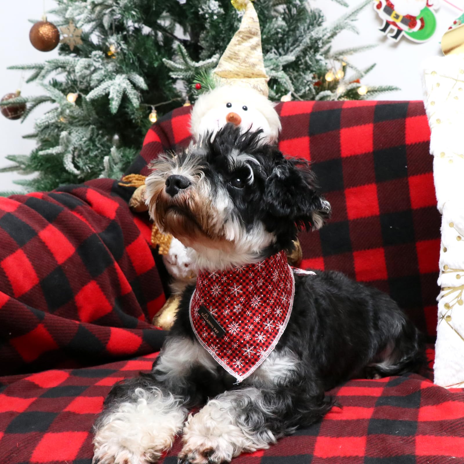 Aring Pet Christmas Dog Bandana With Cute Snowflakes, Comfortable Red Pet Scarf Triangle Bibs For Small To Large Dogs And Cats