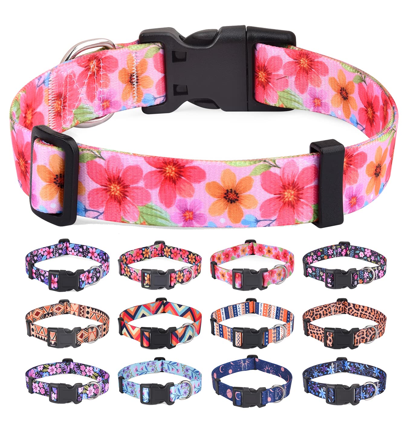 Hqyddmi Dog Collar For Medium Dogs, Soft Comfy Pet Collar For Small Medium Large Dogs, Floral Pattern For Boy Girl Puppy Dogs(Fl