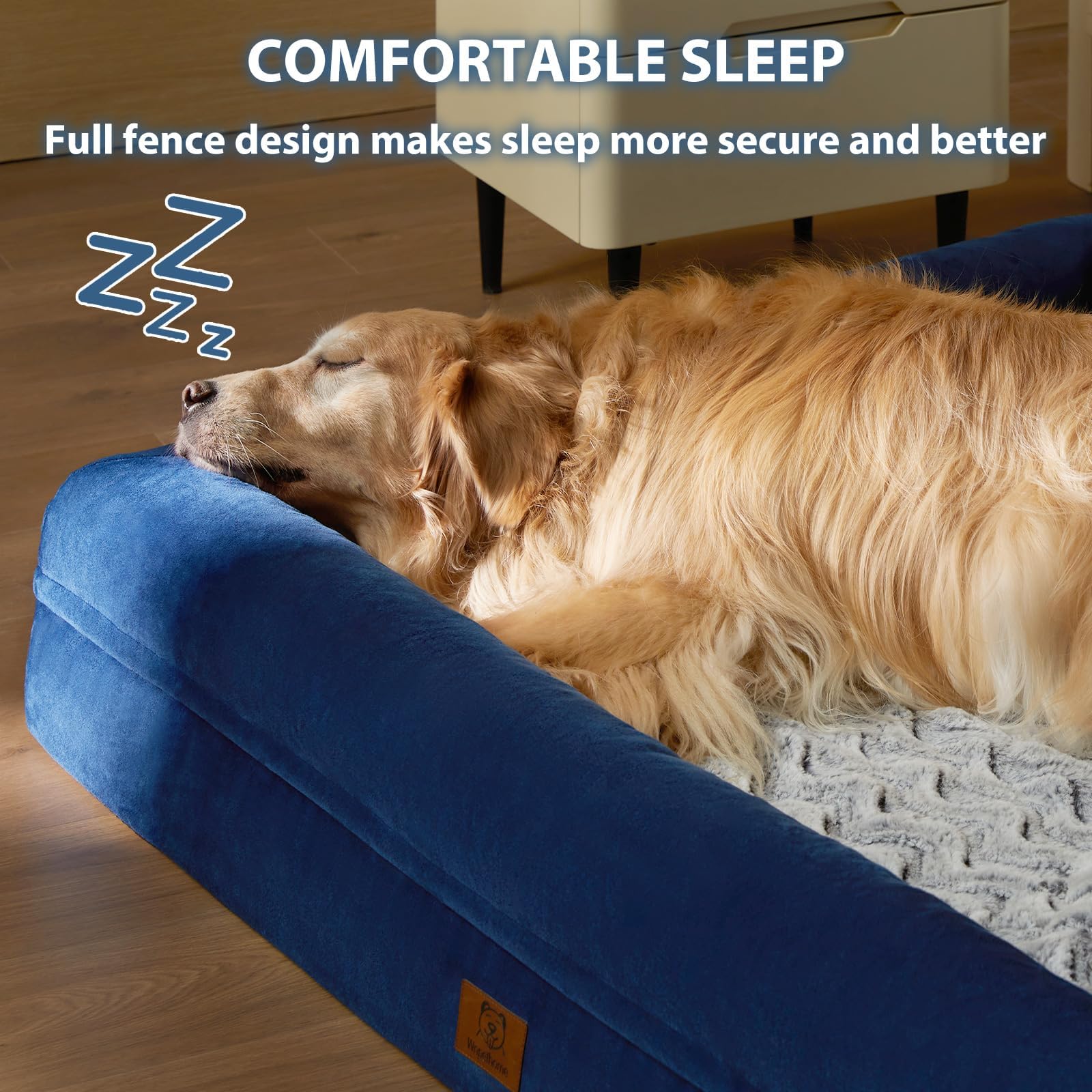 Wnpethome Washable Xxxxl Dog Bed, Orthopedic Sofa With Removable & Waterproof Cover, Extra Large Couch With Bolster Sides For Sl