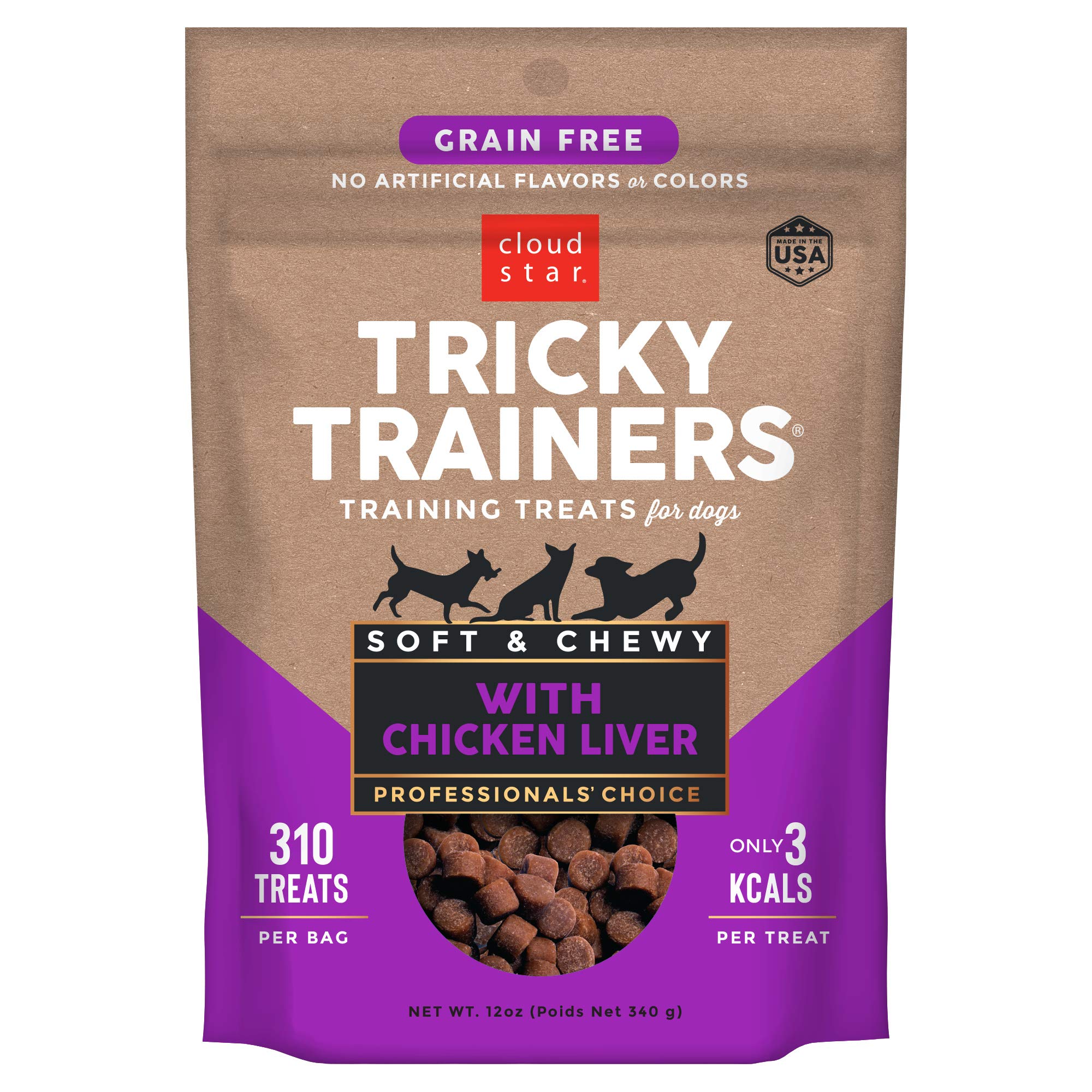 Cloud Star Tricky Trainers Soft & Chewy Dog Training Treats 5 oz. Pouch, Liver Flavor, Grain-Free Low Calorie Behavior Aid with