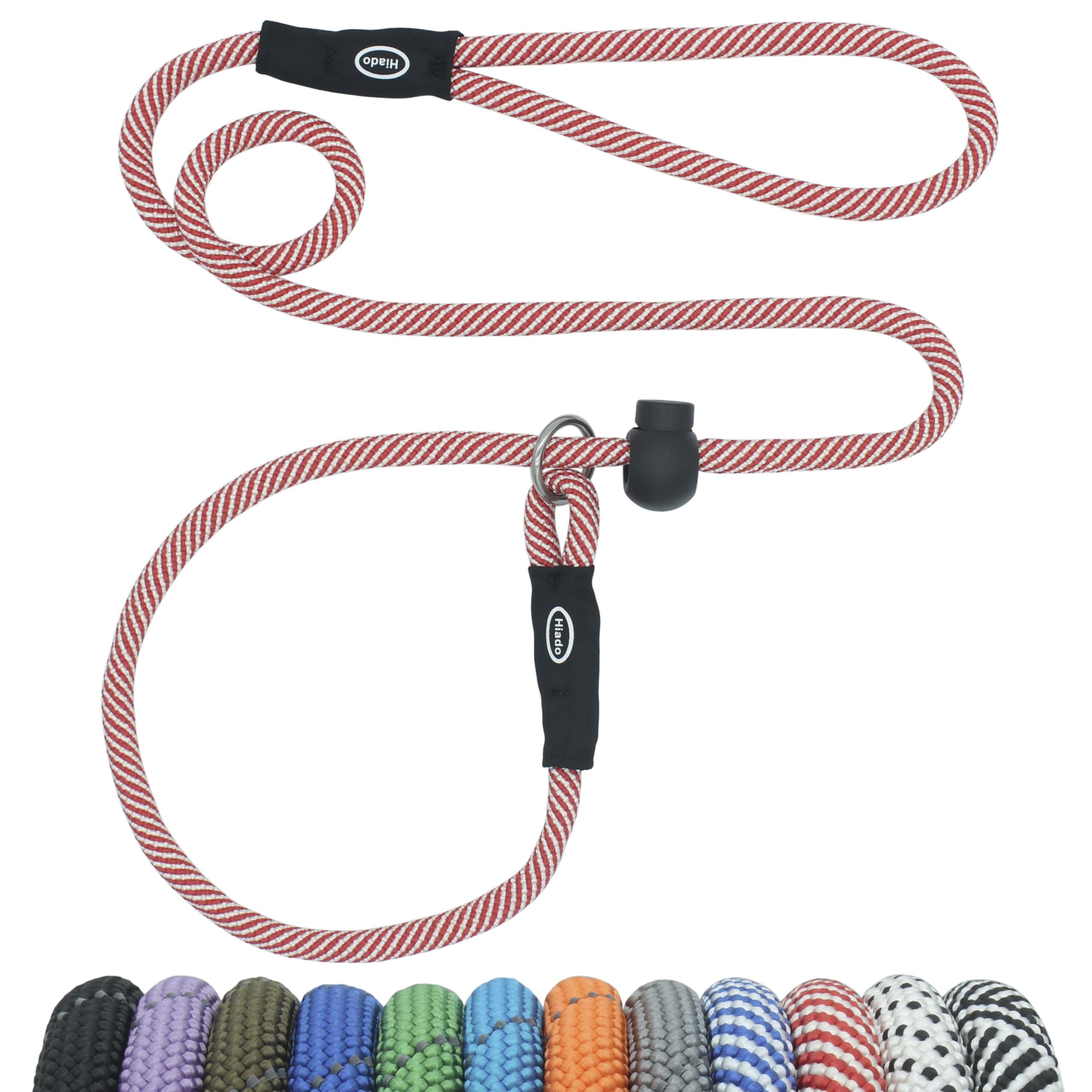 Hiado Slip Lead Dog Leash With Stopper Loop Rope Training No Pull For Small Medium Large Dogs 5Ft Red White