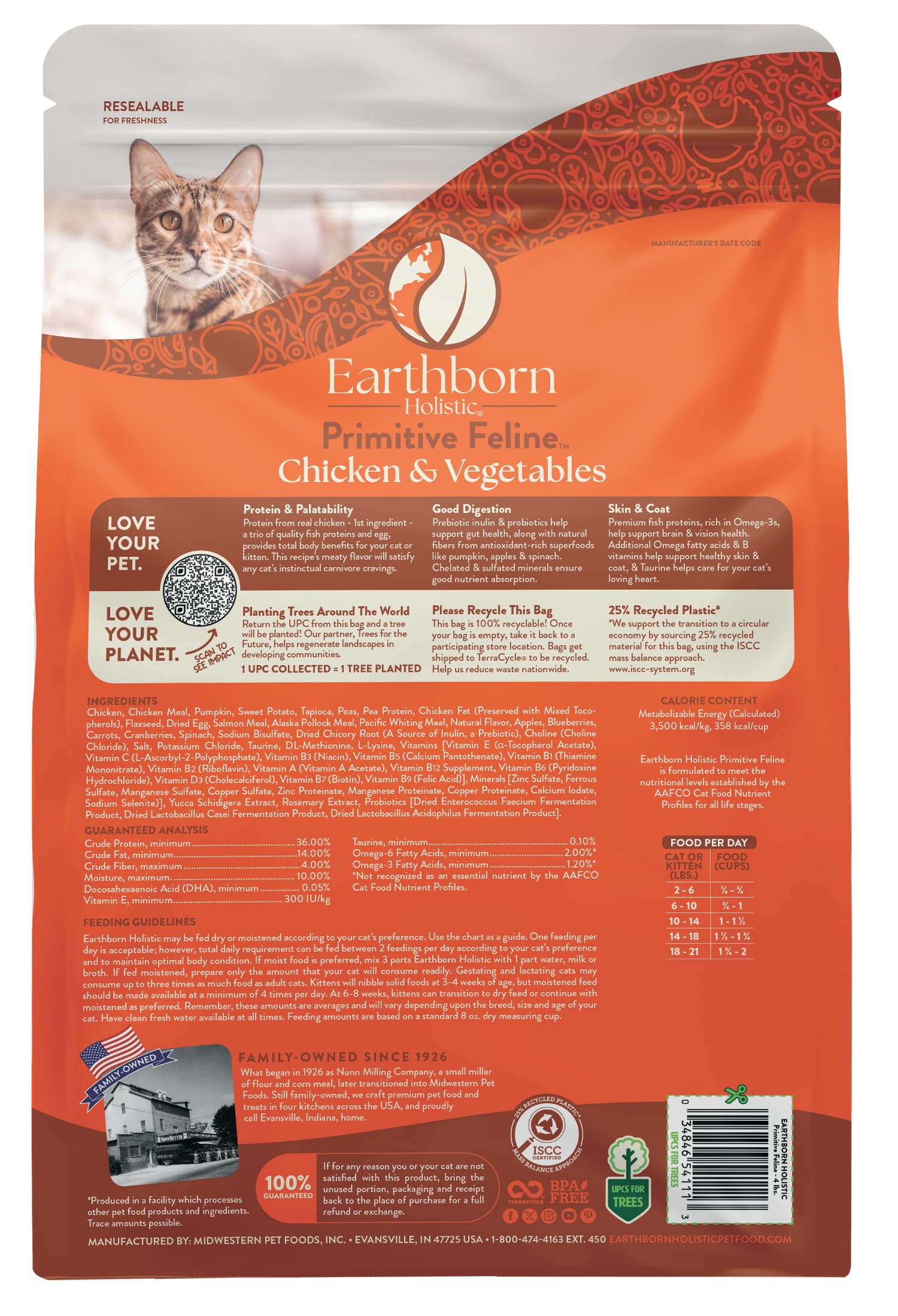 Earthborn Holistic Primitive Feline Grain-Free Dry Cat Food 4 Pound (Pack of 1)