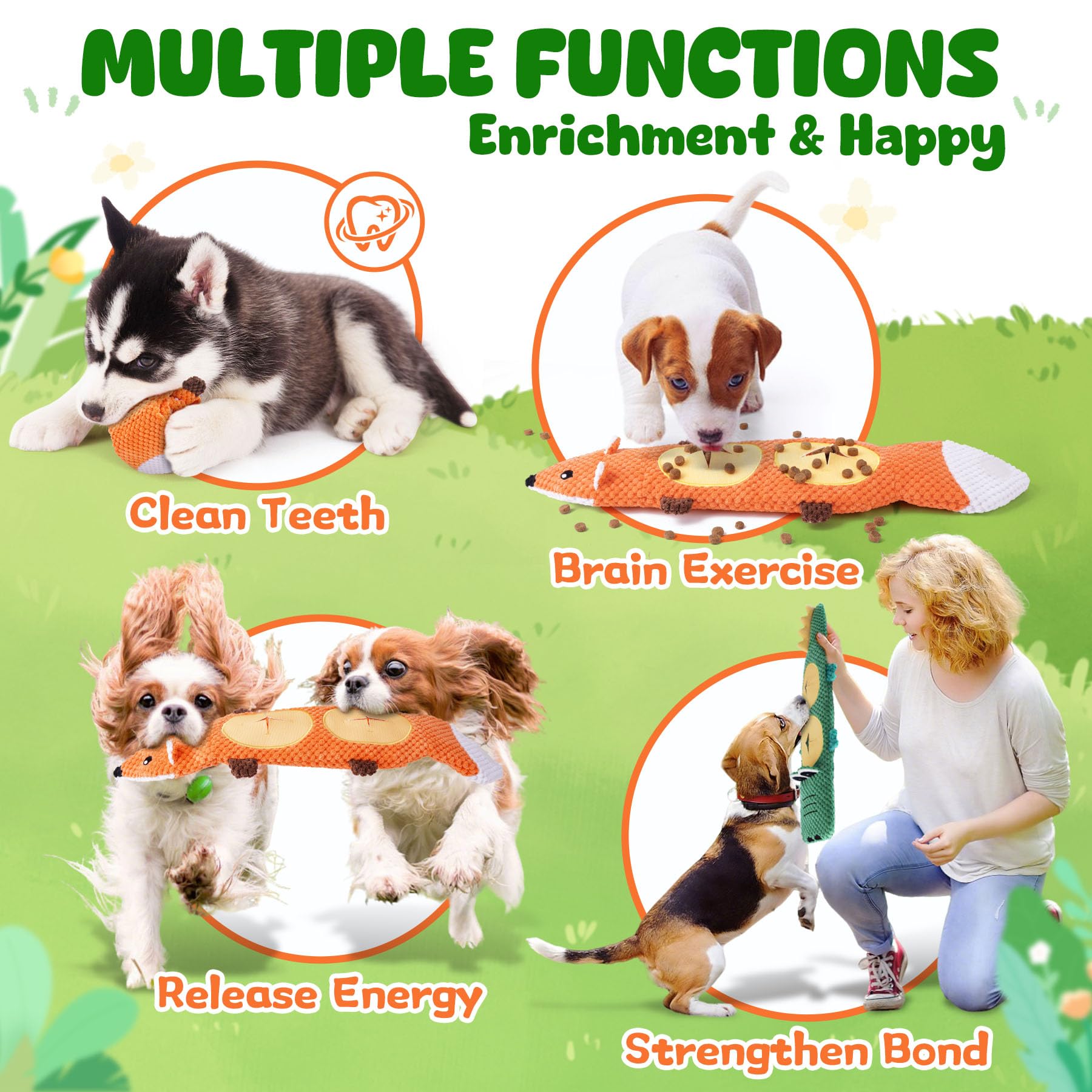 XIUGOAL Dog Toys for Aggressive Chewers, 2 Pack No Stuffing Interactive Dog Toys for Boredom and Teething, Squeaky Chew Toy for