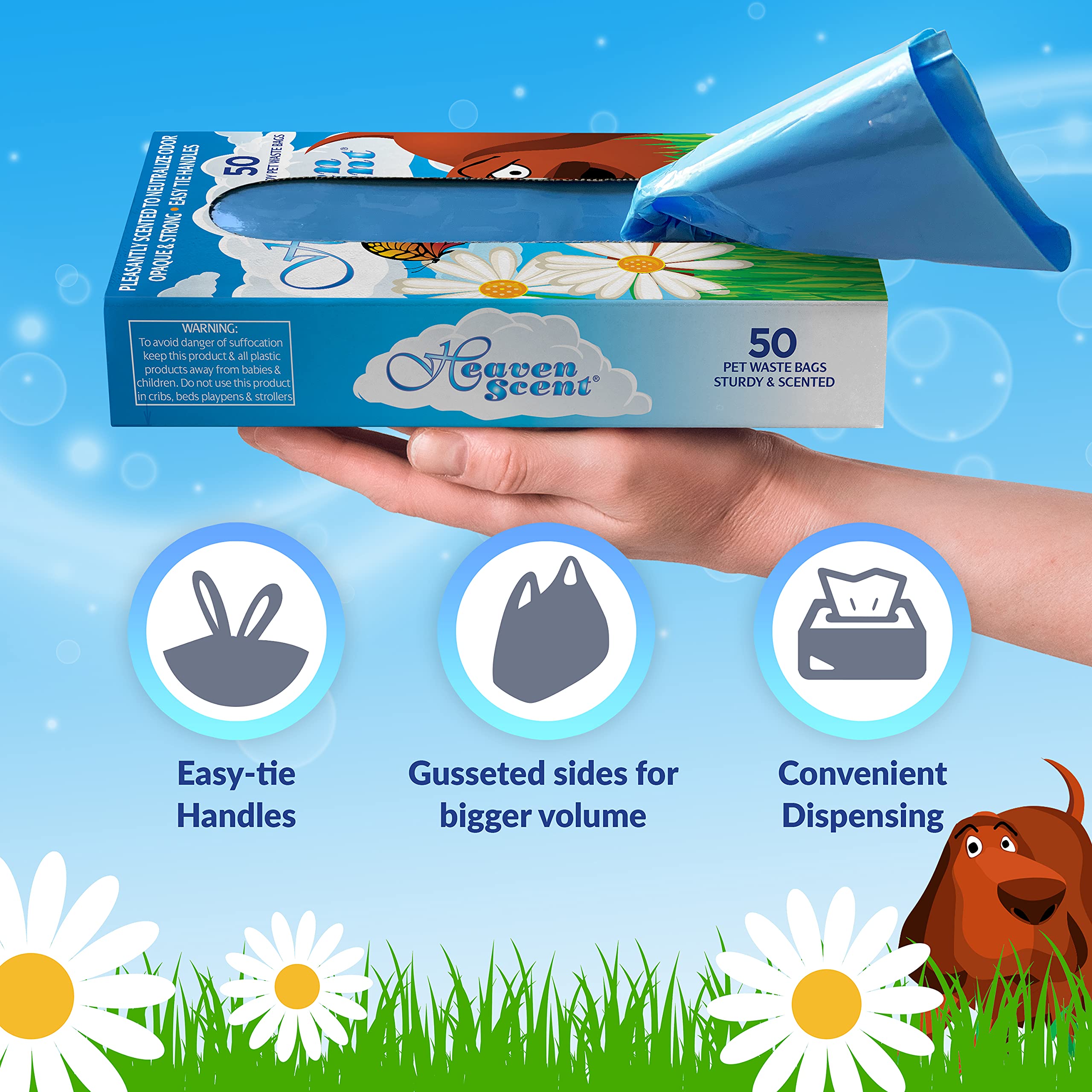 Heaven Scent Scented Pet Waste Bags With Easy Tie Handles
