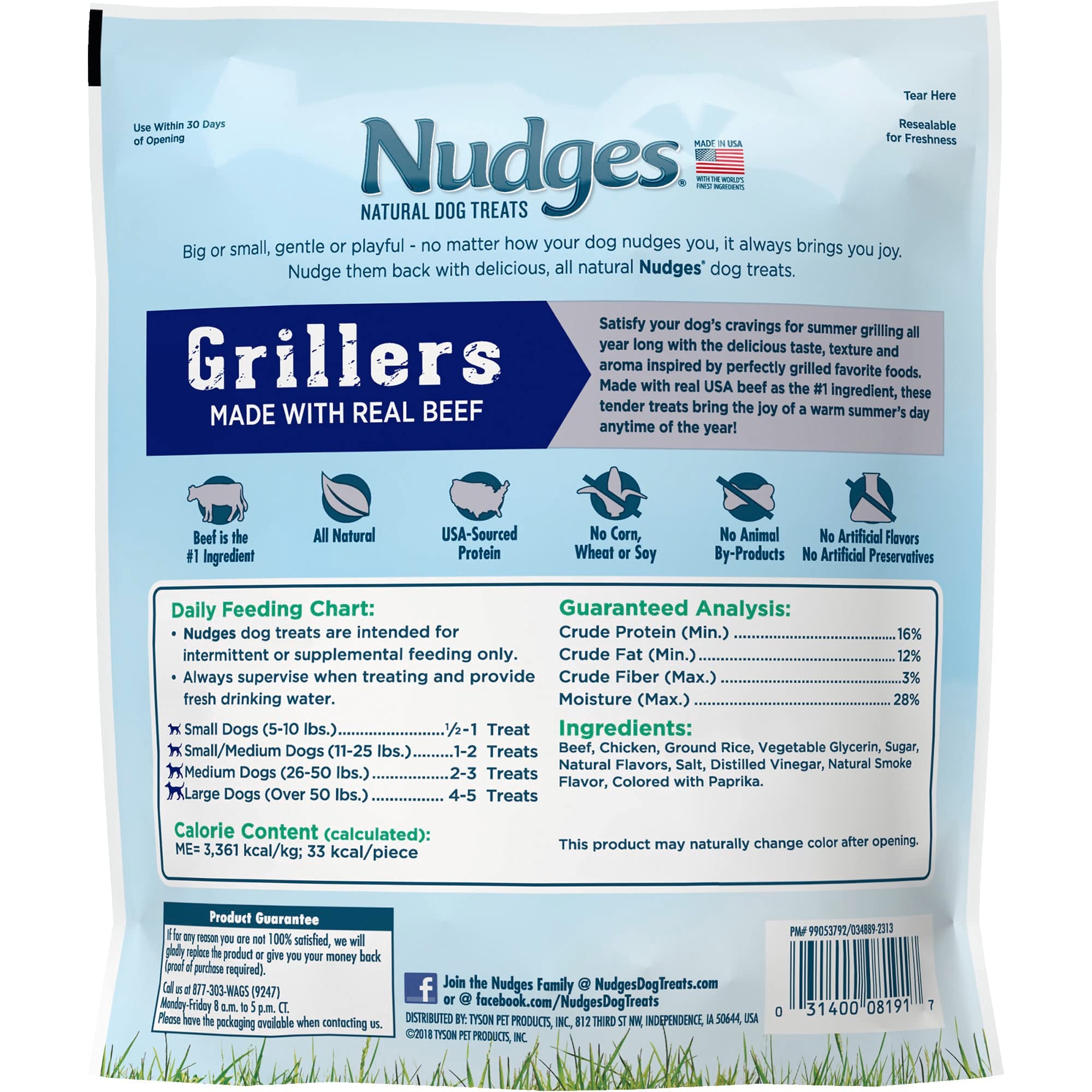 Blue Buffalo Nudges Grillers Natural Dog Treats, Beef, 16oz Bag