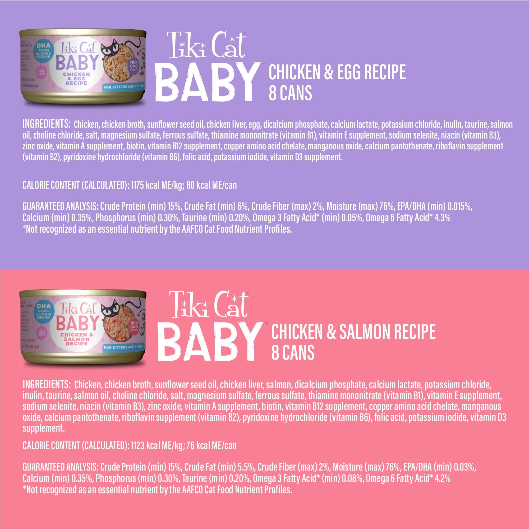 Tiki Cat Baby Favorites Whole Foods Wet Cat Food for Kittens Mega Pack, 2.4 oz. Cans (24 Count)