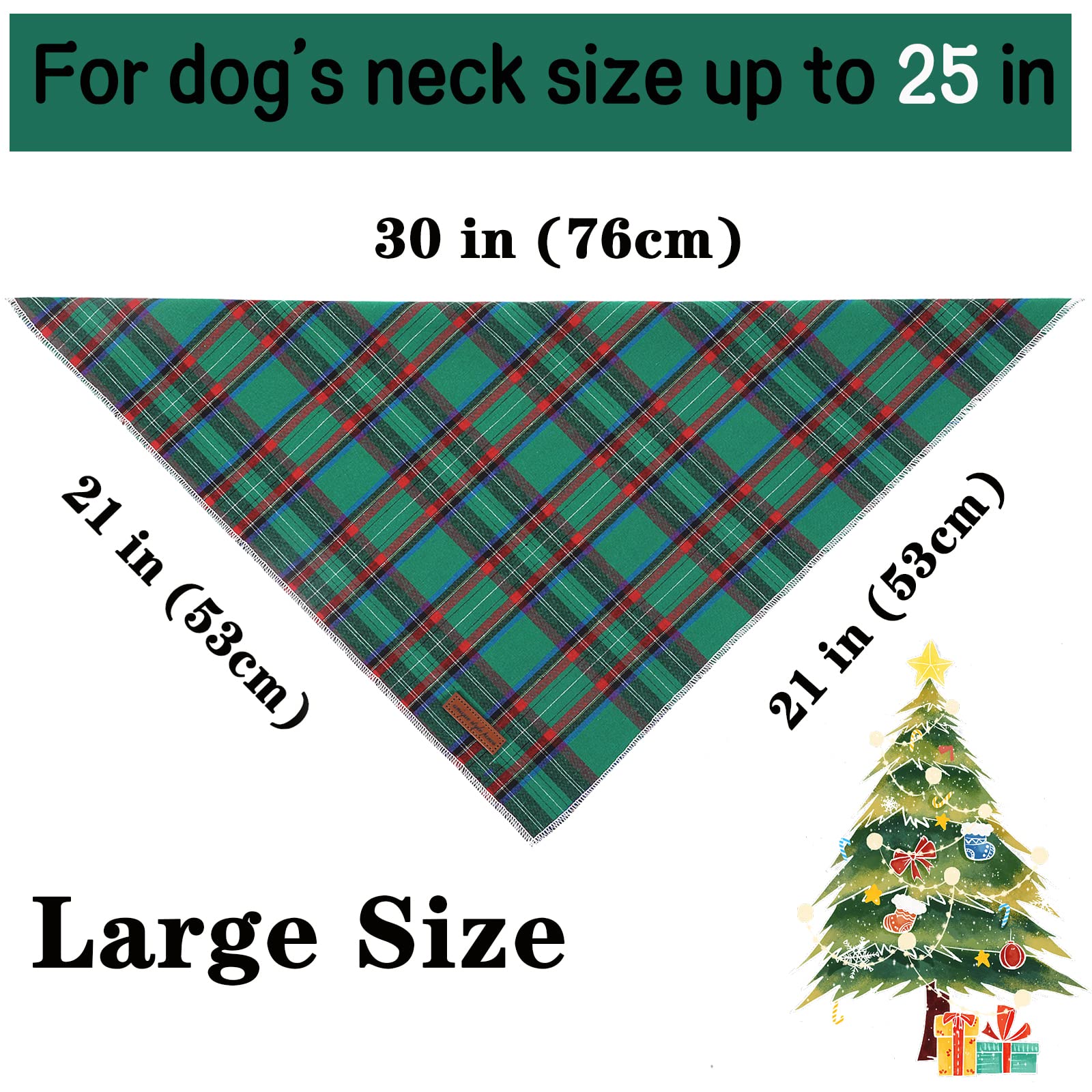 Unique Style Paws Dog Christmas Bandanas 1Pc Washable Cotton Triangle Dog Scarfs For Small Medium Large Dogs And Cats-New Green