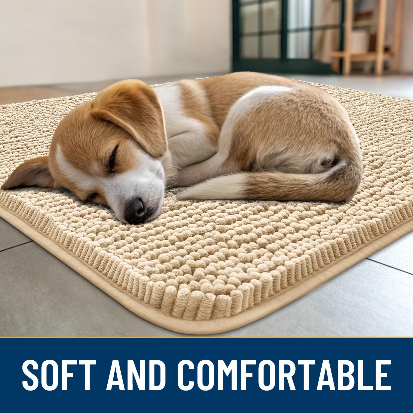 Smiry Dog Bed Mat 48X30, Ultra Soft Non-Slip Washable Quick Dry Chenille Dog Sleeping Mattress For Large Jumbo Medium Small Dogs