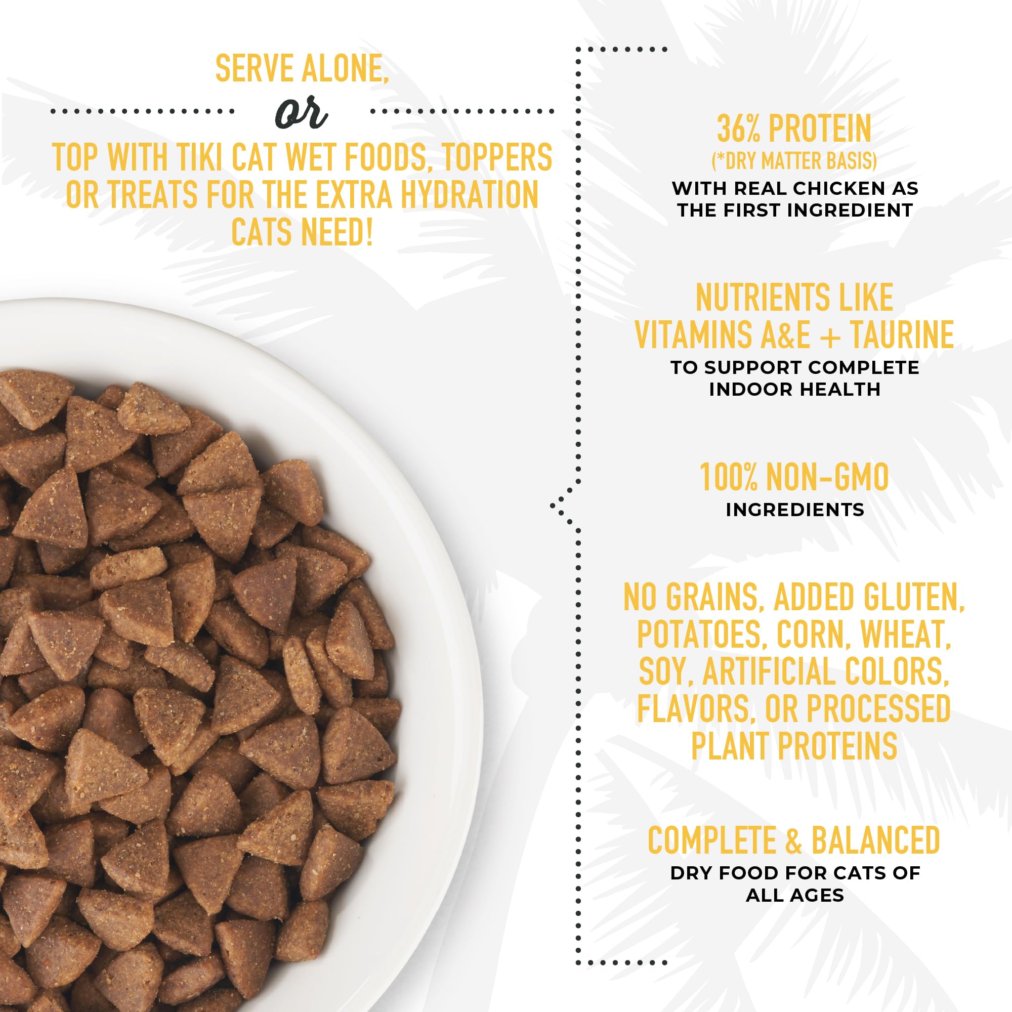 Tiki Cat Born Carnivore High Protein, Indoor Health, Chicken and Turkey Meal Recipe, Grain-Free Baked Kibble to Maximize Nutrien
