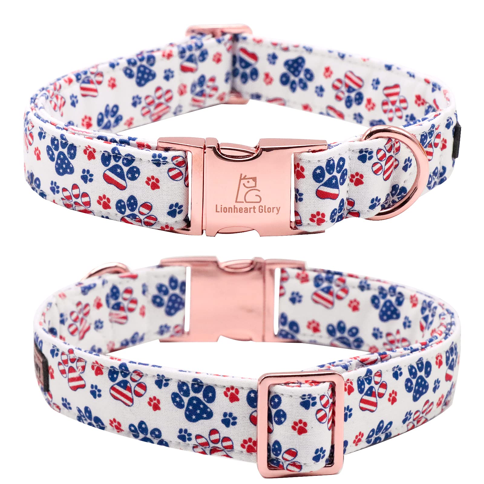 Lionheart Glory American Flag Dog Collar - 4Th Of July Collar With Adjustable Bow For Small Dogs