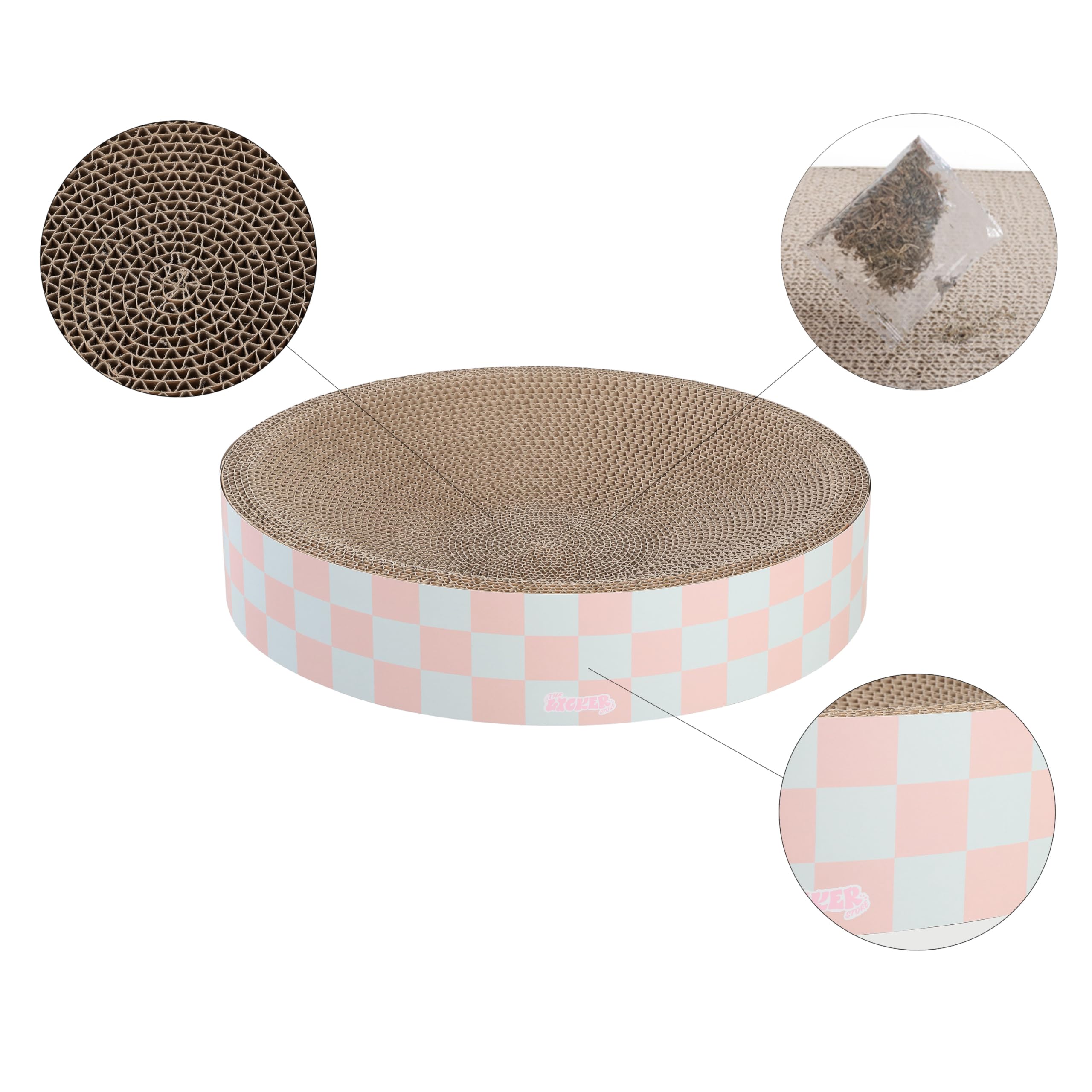 The Licker Store Csr1010E Nelson 20.13 Modern Cardboard Round Bowl Cat Scratcher With Catnip, Strawberry Milkshake