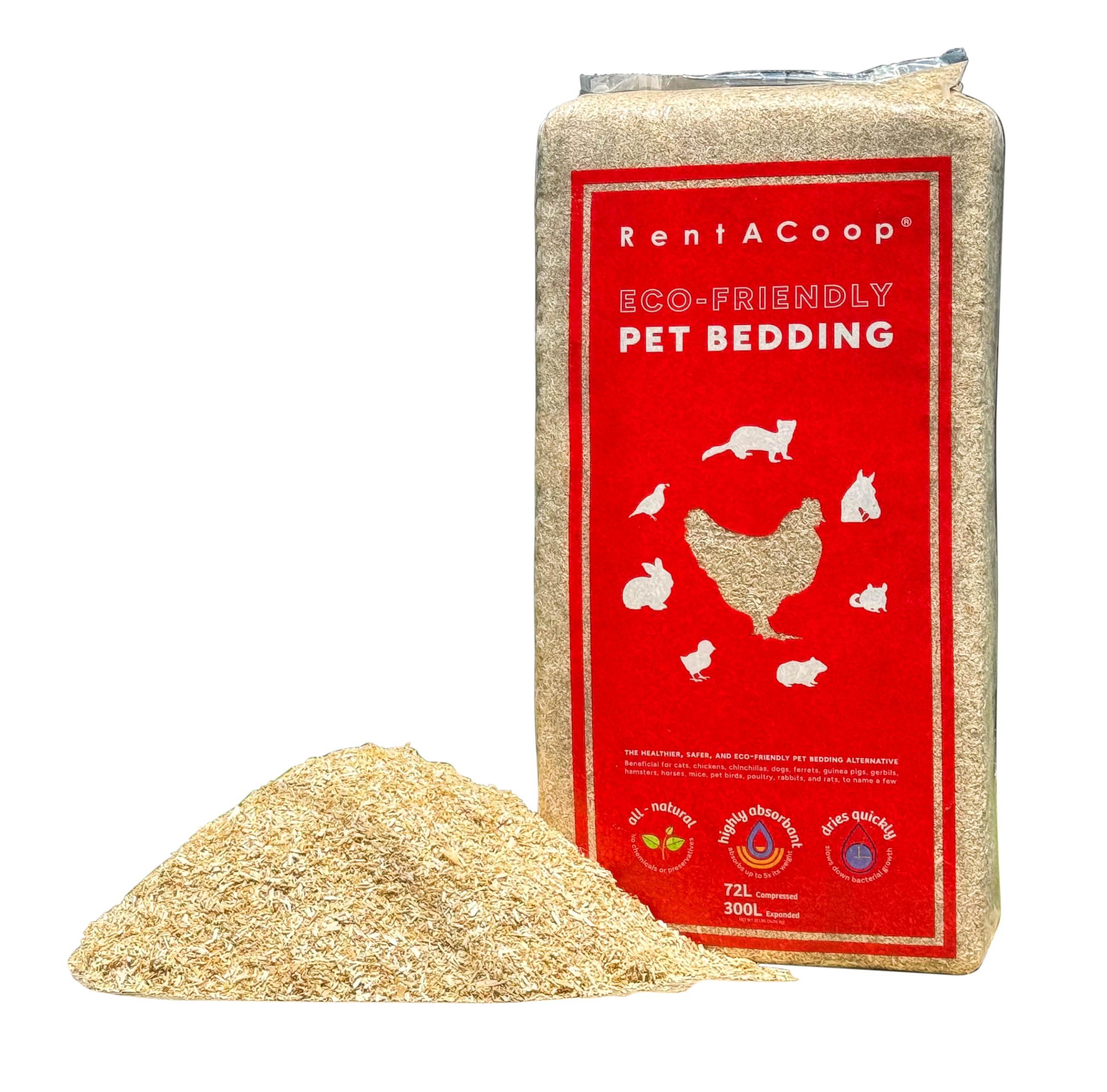 RentACoop Extra-Soft Premium Hemp Bedding (300L) for Chicken Coops, Nesting Boxes, Rabbits, Guinea Pigs, Hamsters, Reptiles, Hor