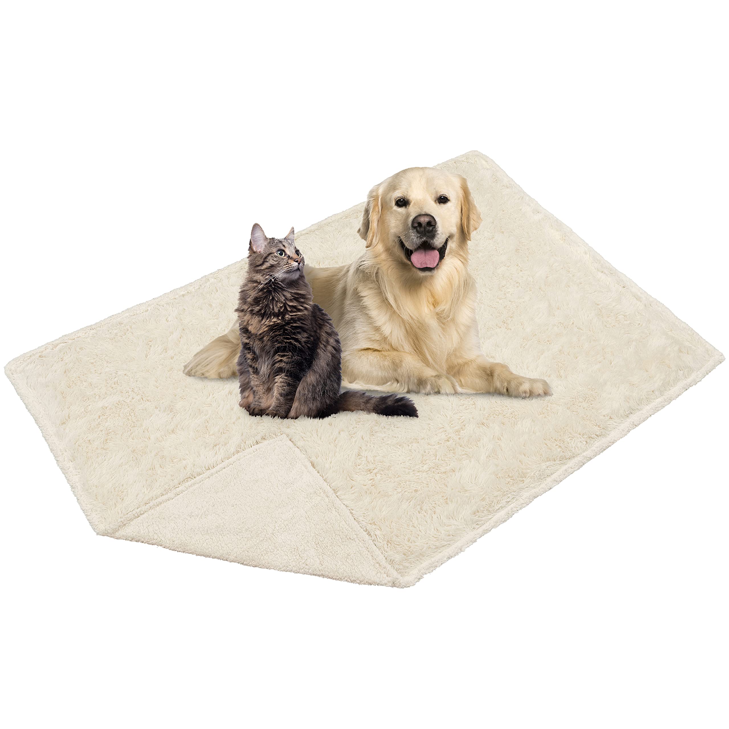 Petami Waterproof Dog Blanket For Bed Xl Dog Pet Blanket Couch Cover Protector, Sherpa Fleece Fuzzy Leakproof Blanket For Sofa Furniture Queen Bed Protection Reversible Soft Fluffy, 90X90 Cream Beige
