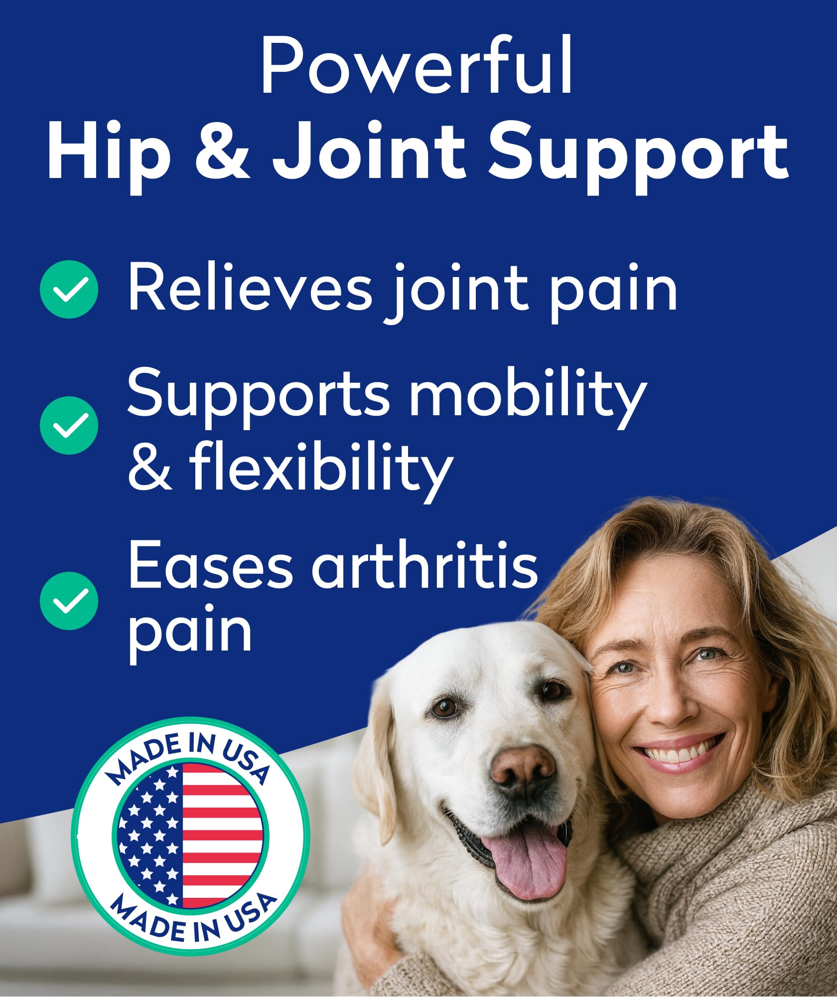 Glucosamine Dog Treats for Picky Eaters - Joint Supplement w/Chondroitin, MSM, Omega-3 - Joint Pain Relief - Advanced Formula -