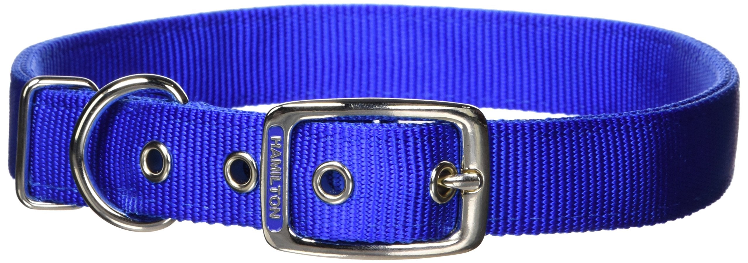 Hamilton Double Thick Nylon Deluxe Dog Collar, 1-Inch by 28-Inch, Blue