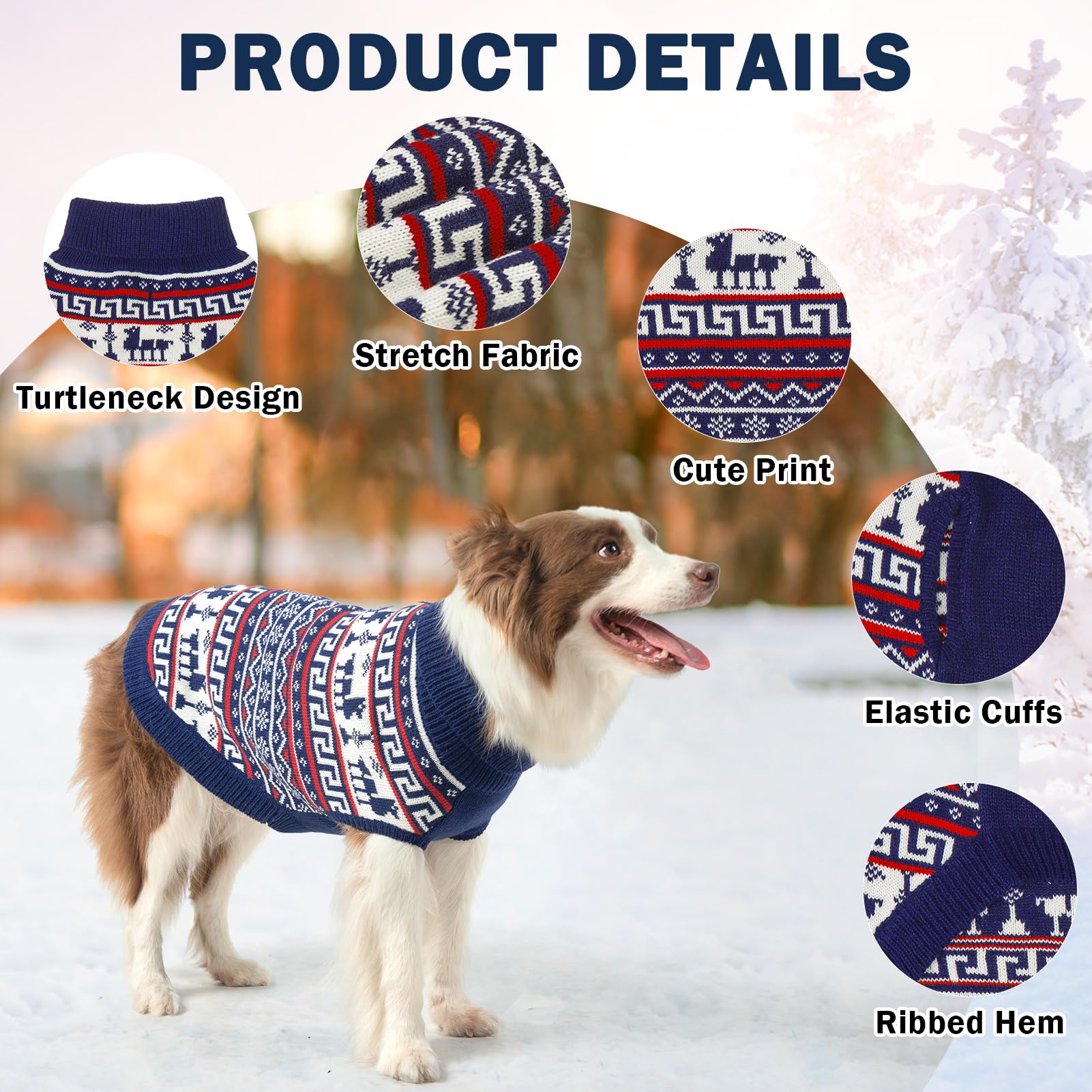 Scenereal Dog Sweater For Small Medium Size Dog Girls Boys, Turtleneck Pullover Winter Dog Clothes, Christmas Dog Outfits, Pet S