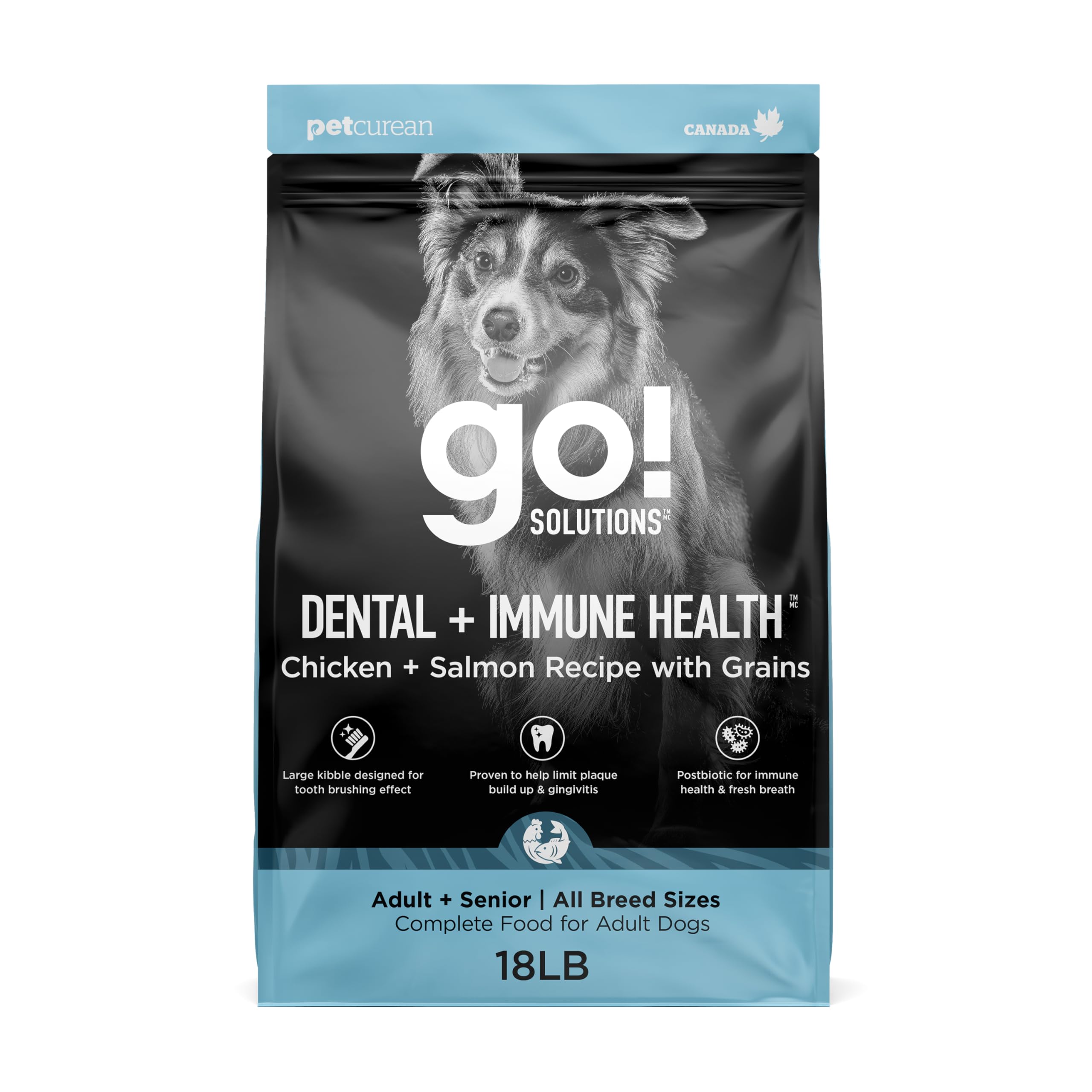 Go! Solutions Dental + Immune Health Chicken + Salmon Dry Dog Food, 18 lb