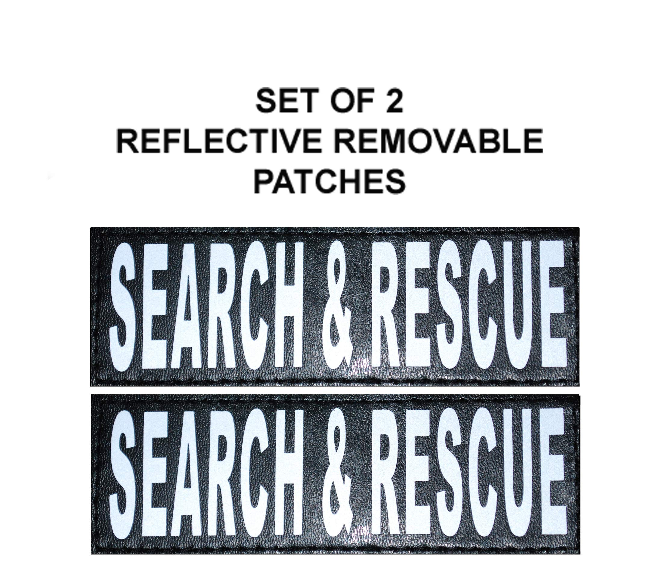 Set Of 2 Reflective Search & Rescue Patches For Service Dog Harnesses & Vests. (Medium 4' X 1.5')
