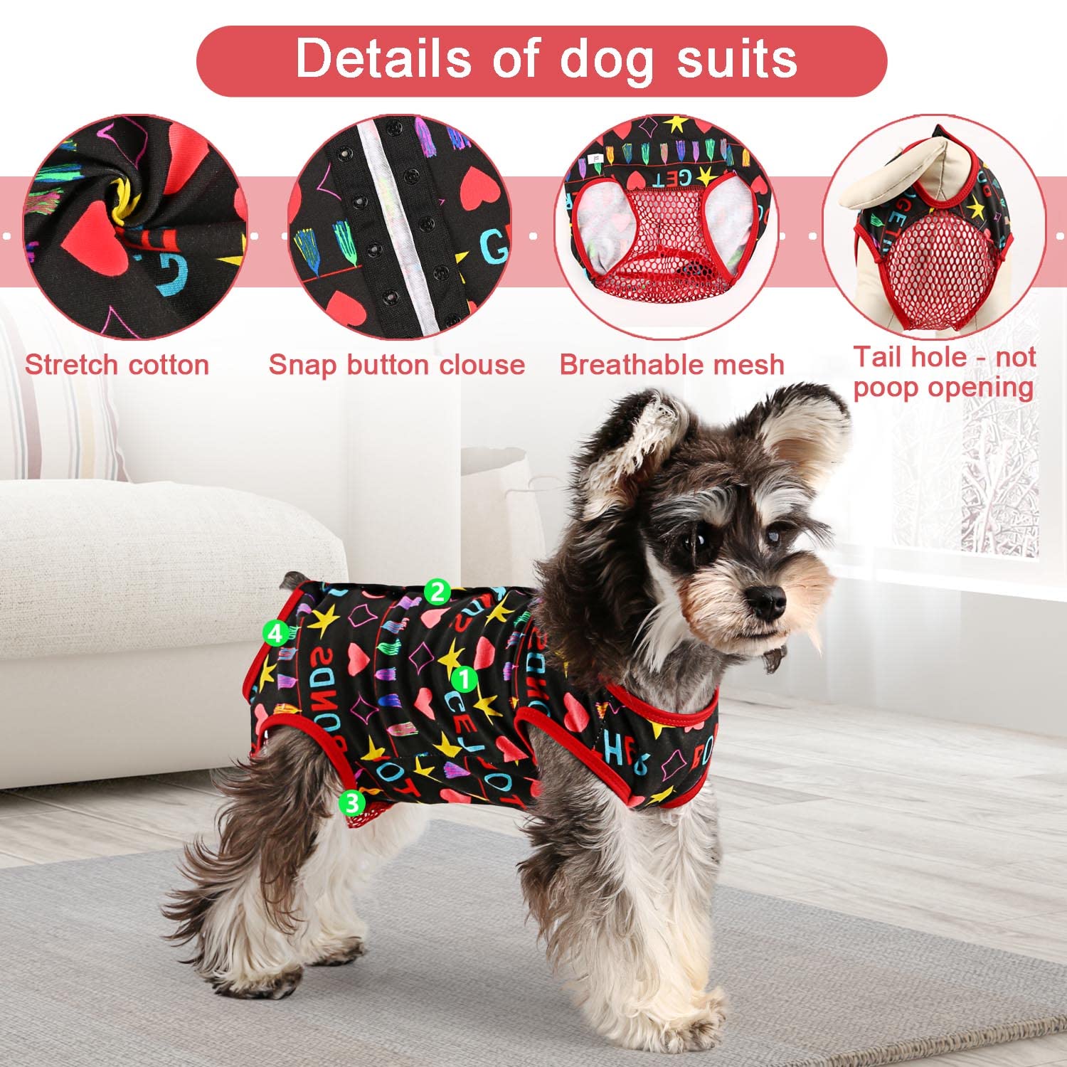 Etdane Dog Period Diapers Small Dog Period Suit Dog Sanitary Panties For Male Female Dogs Diaper Cover For Heat Black/S