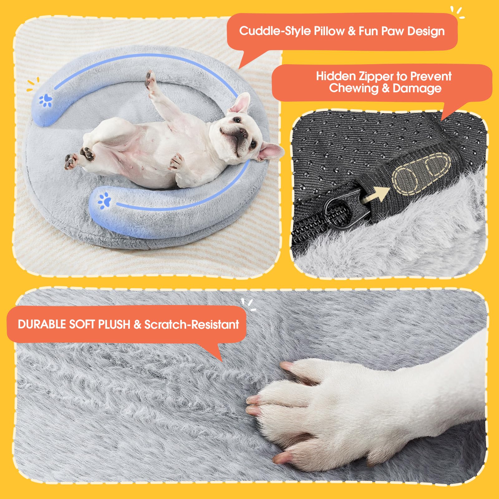 BurgeonNest Orthopedic Dog Bed, Medium/Large, Waterproof Foam, Grey, Model DHB-L, Removable Cover, Non-Slip Bottom