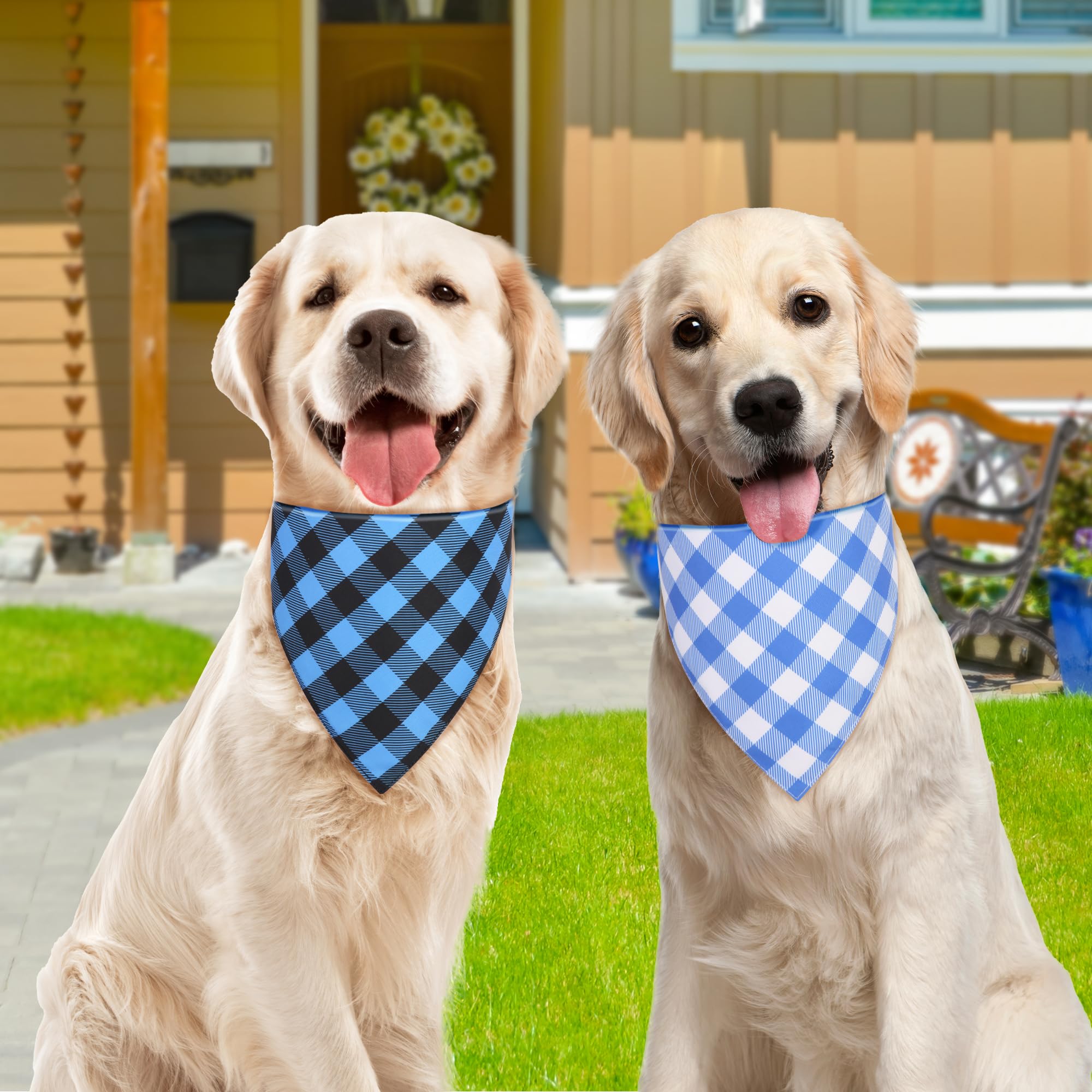 Ququle Dog Bandana Boy Small 2Pcs, Blue Summer Spring Scarf, Durable Triangle Reversible Bibs Handkerchief For Puppy Pet