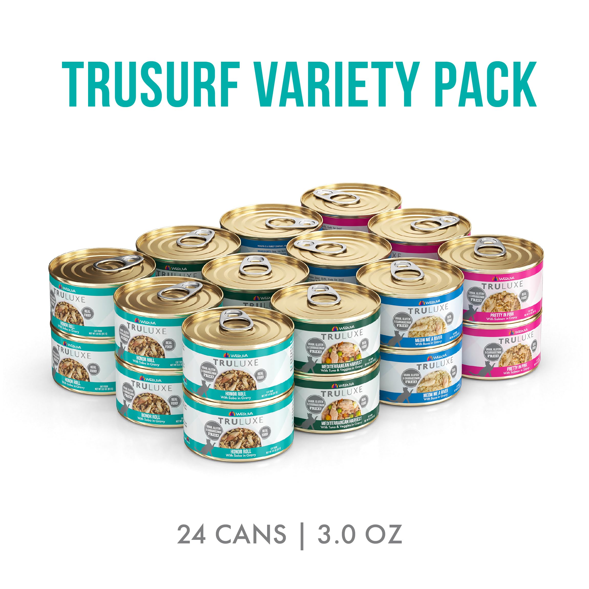Weruva Truluxe Cat Food, Variety Pack, Trusurf, Wet Cat Food, 3Oz Cans (Pack of 24)