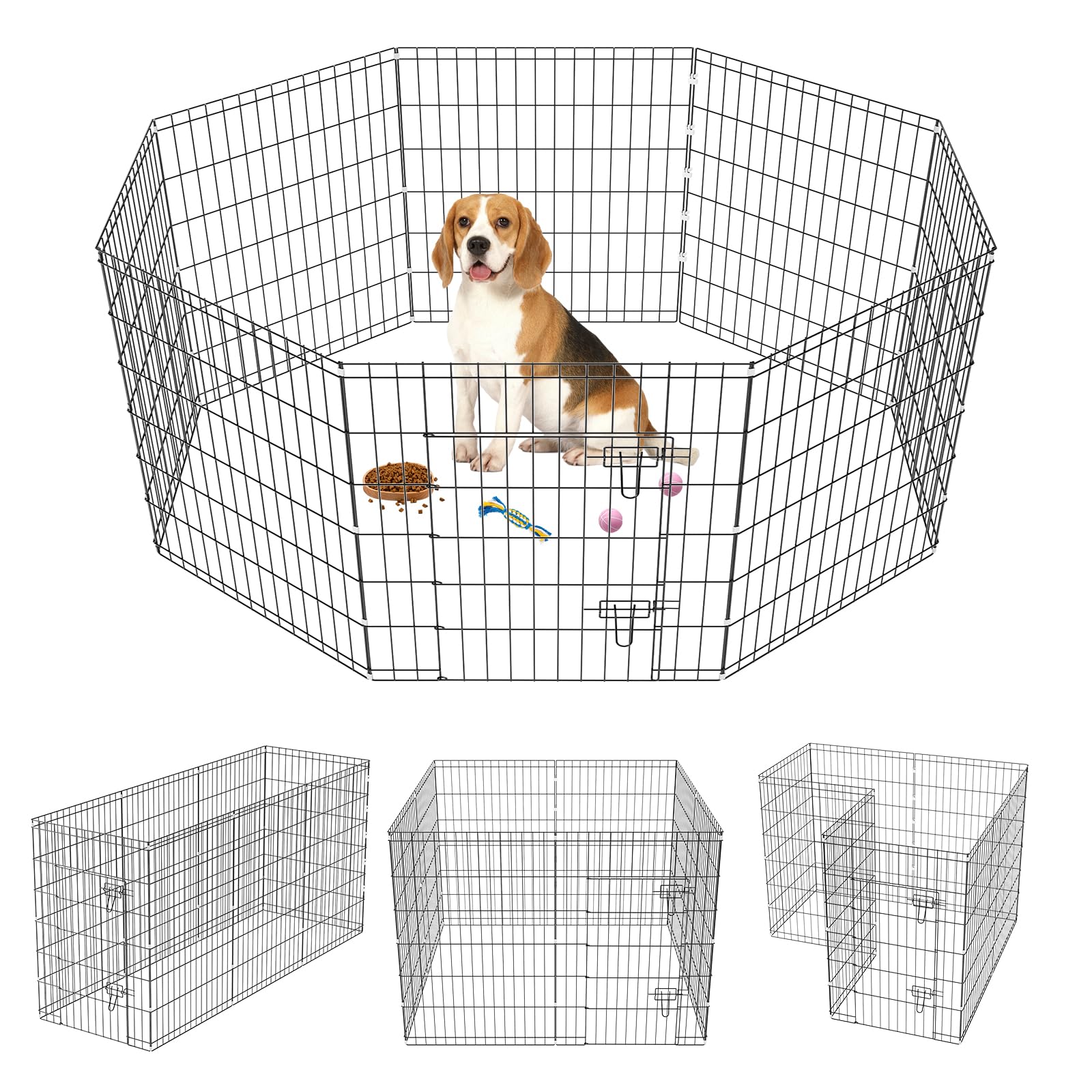 Zephypaws Metal Dog Pen Indoor For Medium Dogs, 8 Panels 36 Inch Foldable Exercise Pen With Door, Puppy Playpen Outdoor Portable