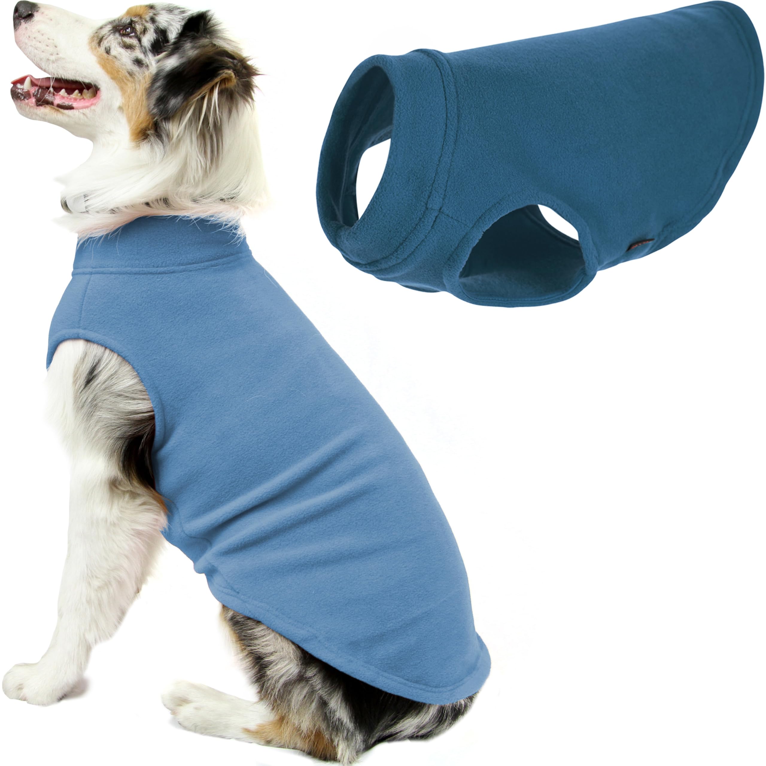 Gooby Stretch Fleece Vest Dog Sweater - Steel Blue, 5X-Large - Warm Pullover Super Stretchy Fleece Dog Jacket for Small to Large