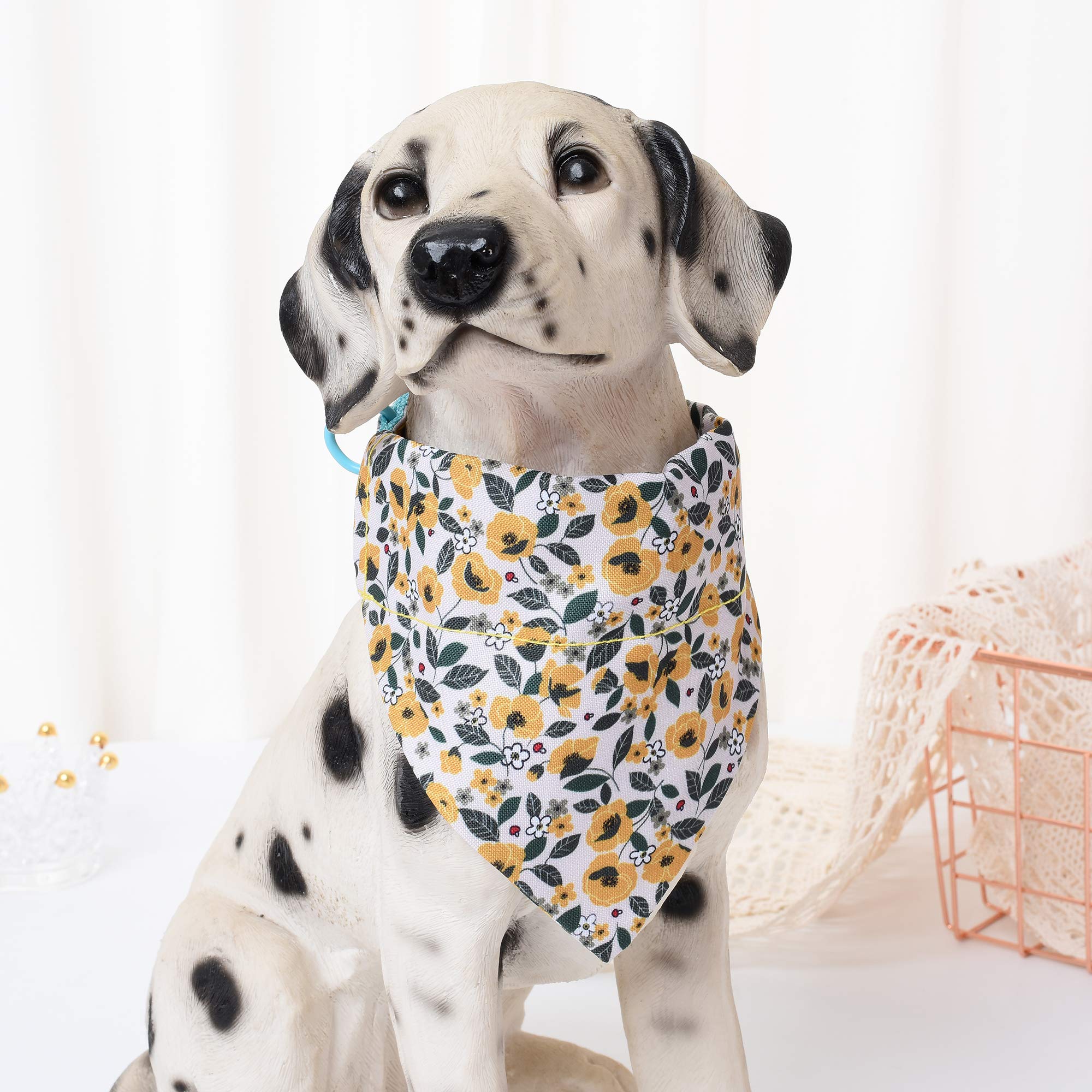 Mile High Life | Cute Bandana Collar | Soft Poly Cotton Fabric Collars For Small Dogs | Flower & Fruit Pattern(Bindweed, Bandana