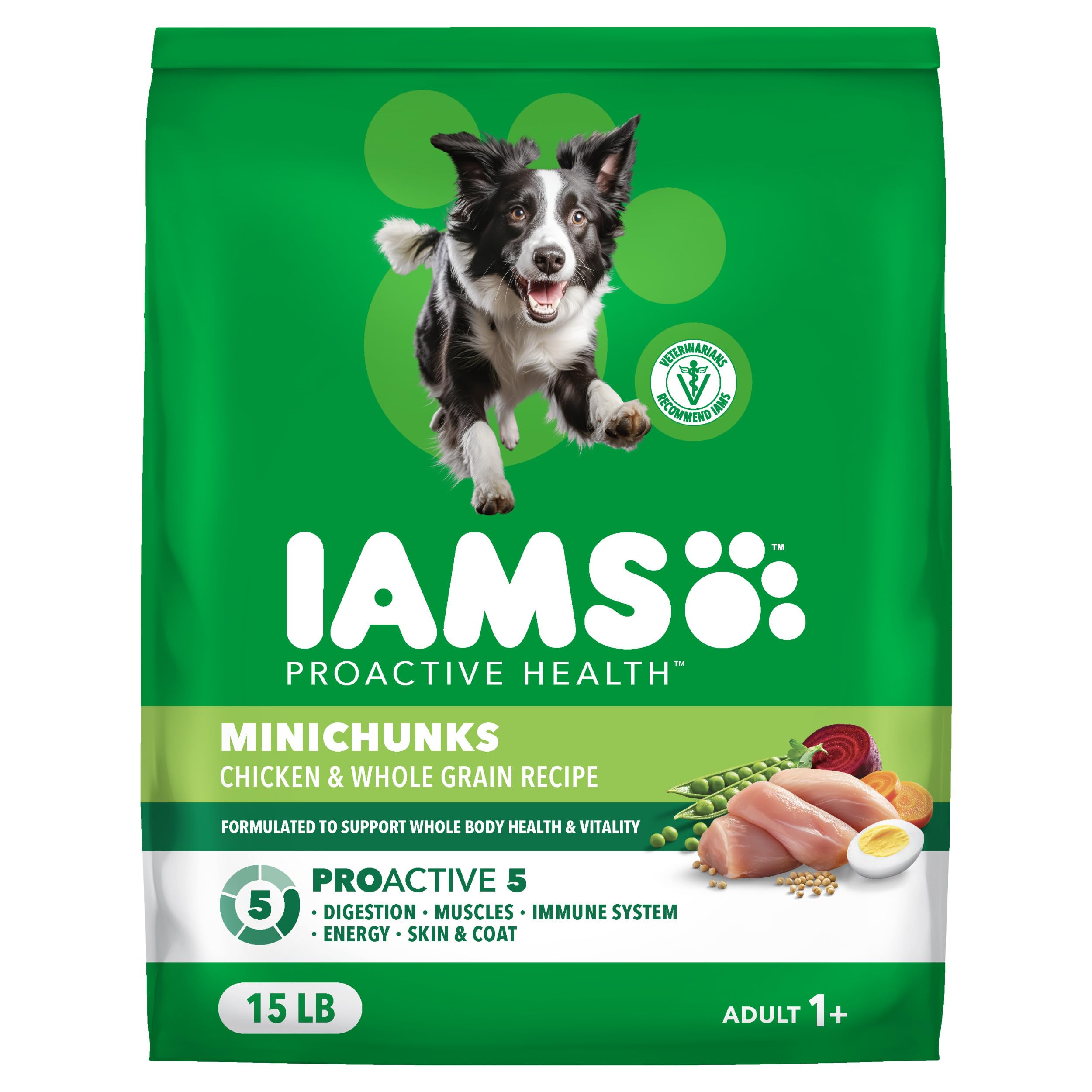 IAMS Proactive Health Adult Minichunks Dry Dog Food Chicken & Whole Grain Recipe, 15 lb. Bag