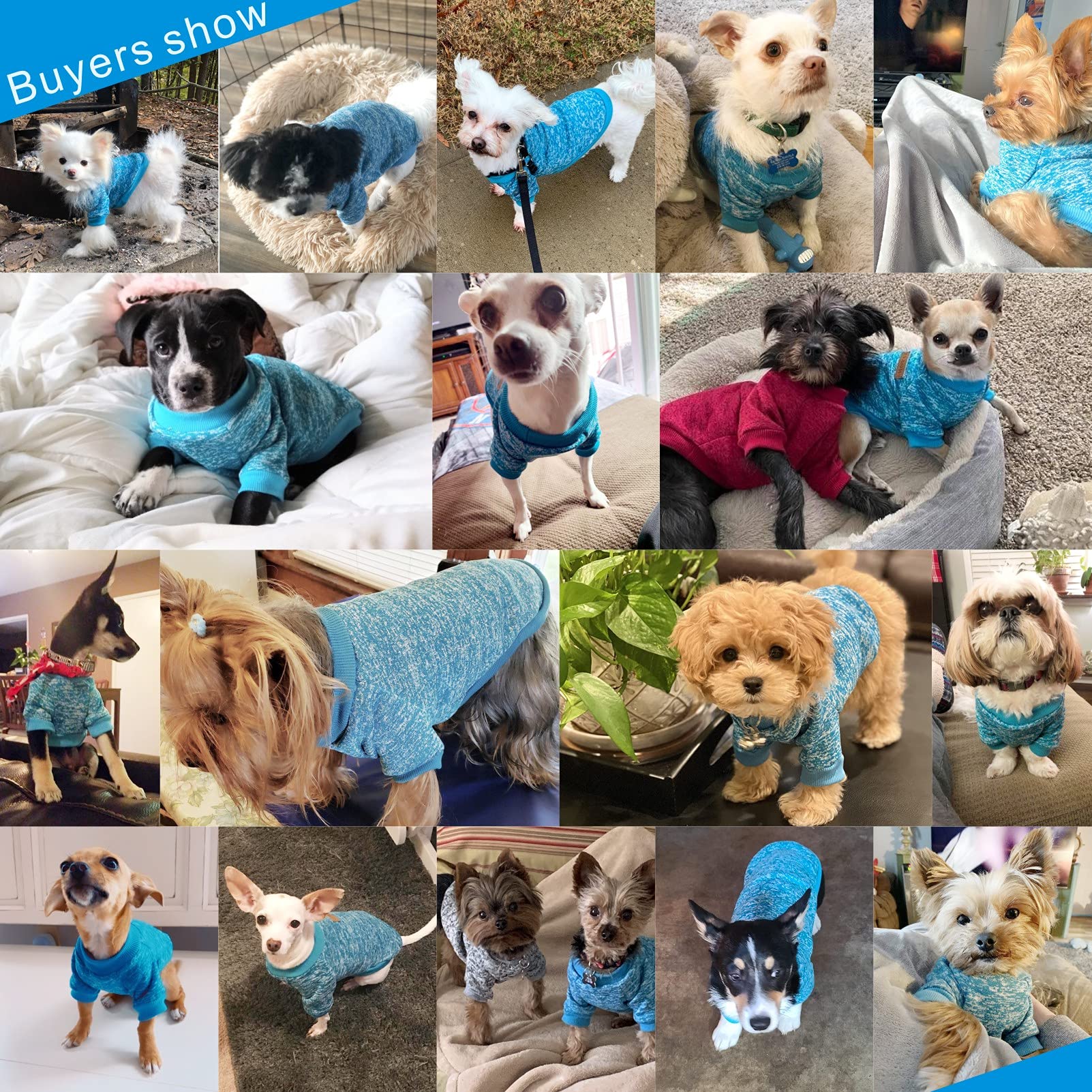 Jecikelon Pet Dog Clothes Dog Sweater Soft Thickening Warm Pup Dogs Shirt Winter Puppy Sweater For Dogs (X-Large, Light Blue)