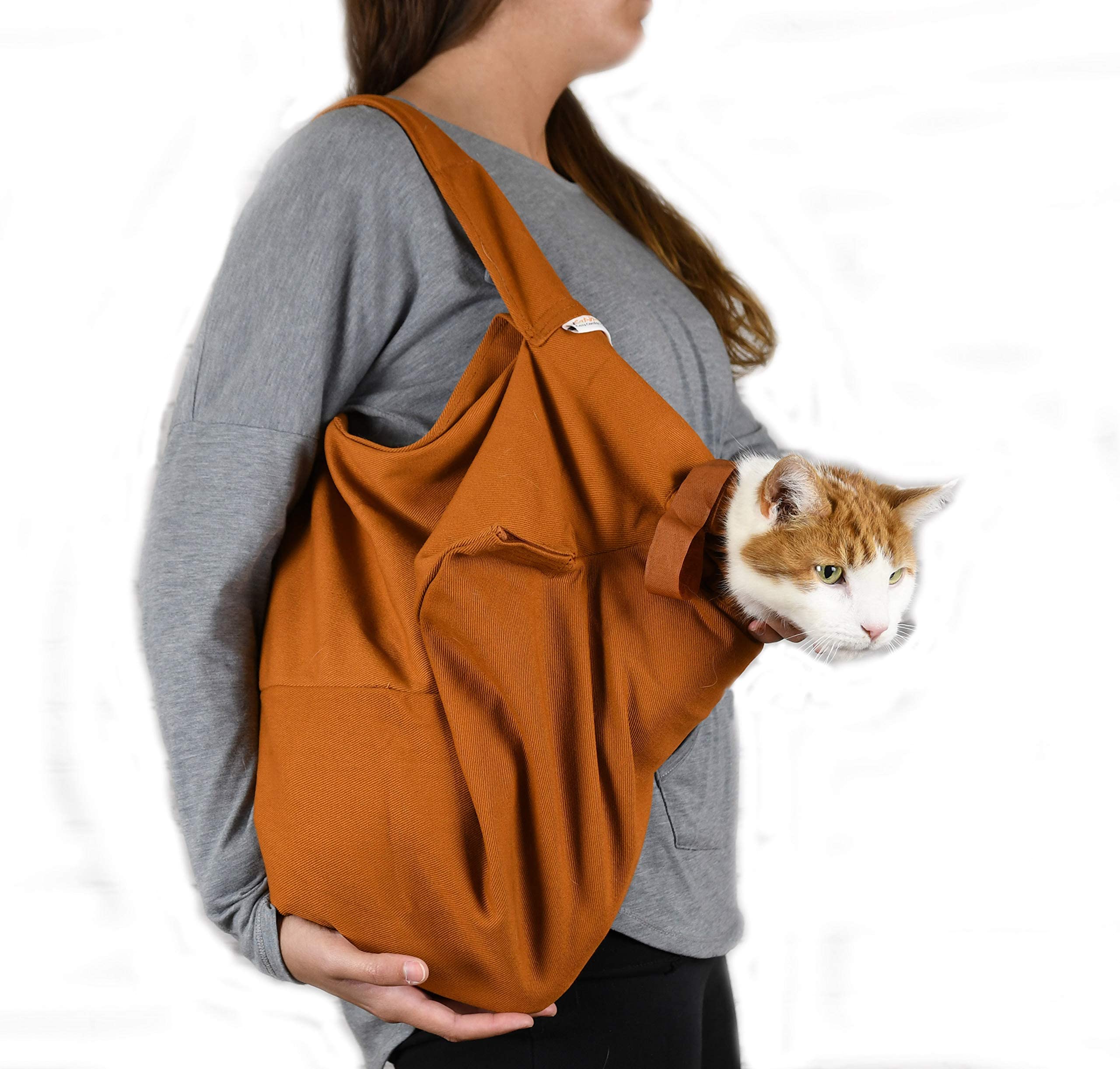Cat-in-the-Bag Cozy Comfort Carrier - Large Caramel Pet Carrier for Cat and Cat Restraint for Medication Administration, Nail Cl